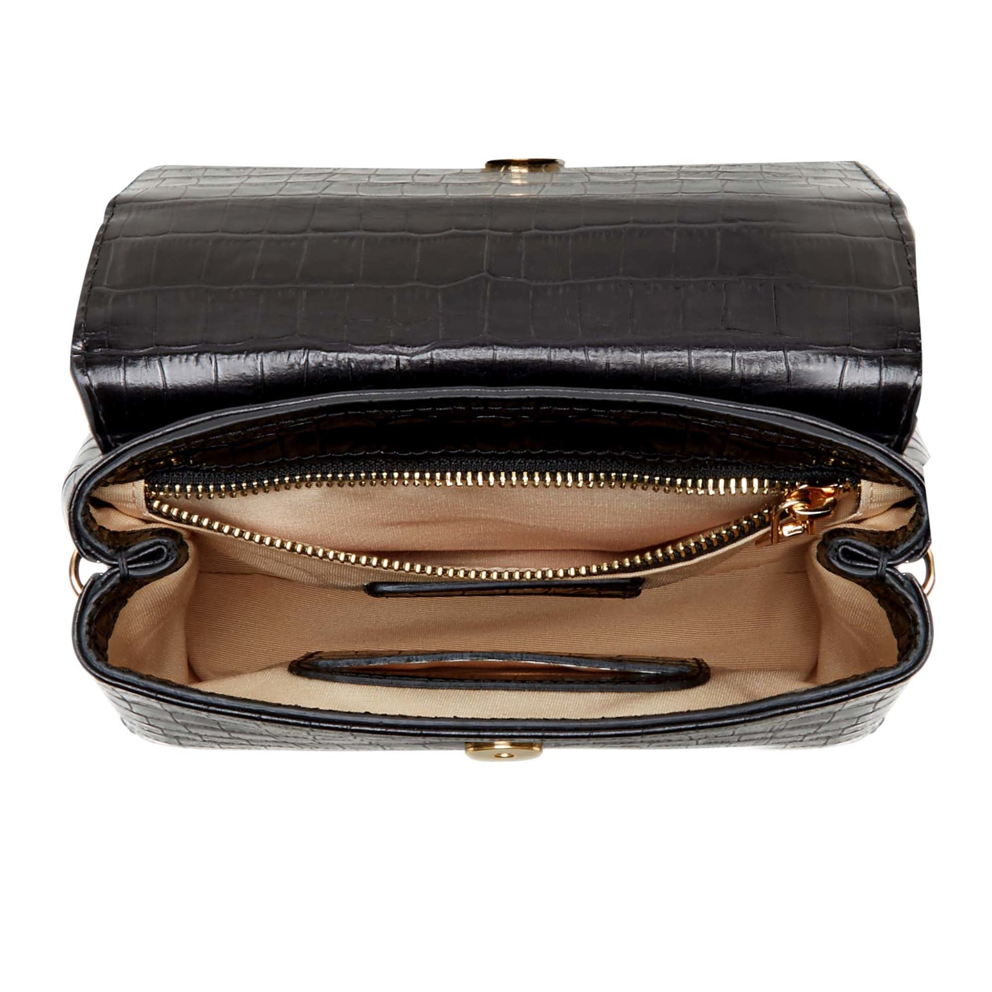 Cadeau d'Isabel croco black calfskin leather handbag and zipper wallet gift set - - Isabel Bernard