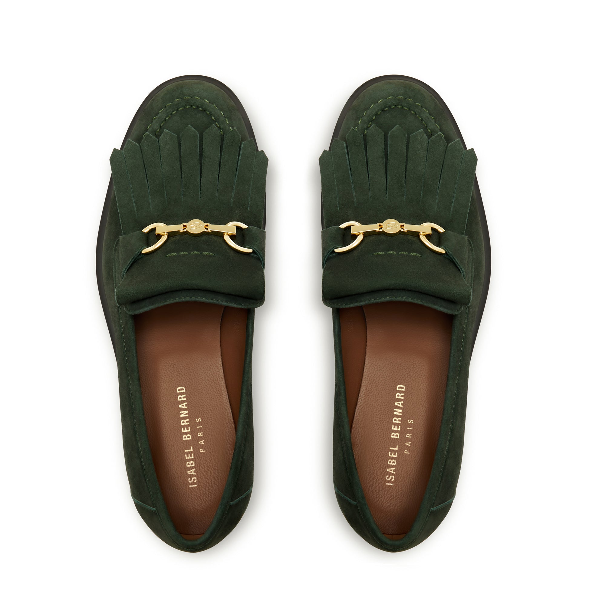 Vendôme Lave dark green suede loafers -  - Isabel Bernard