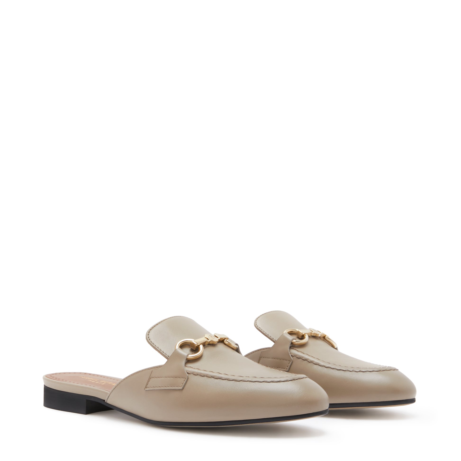 Vendôme Fleur taupe calfskin leather backless loafers -  - Isabel Bernard