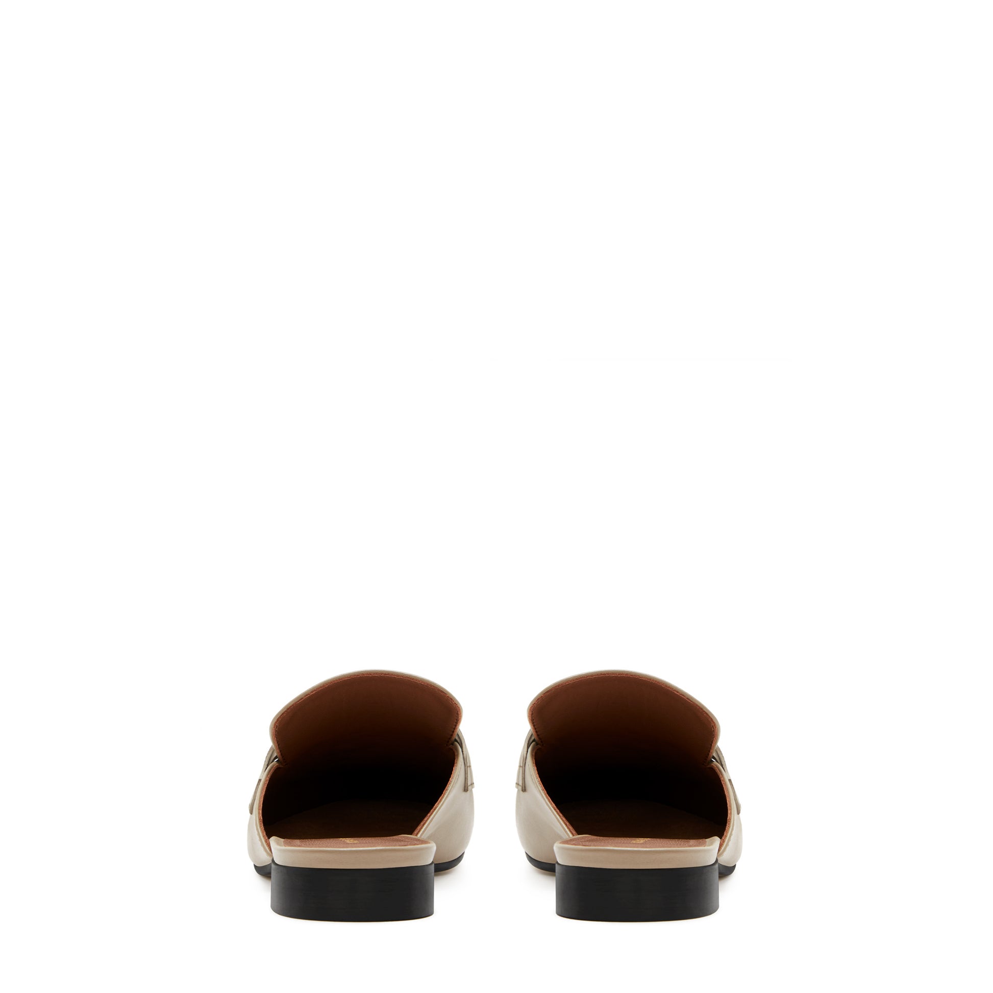 Vendôme Fleur taupe calfskin leather backless loafers -  - Isabel Bernard