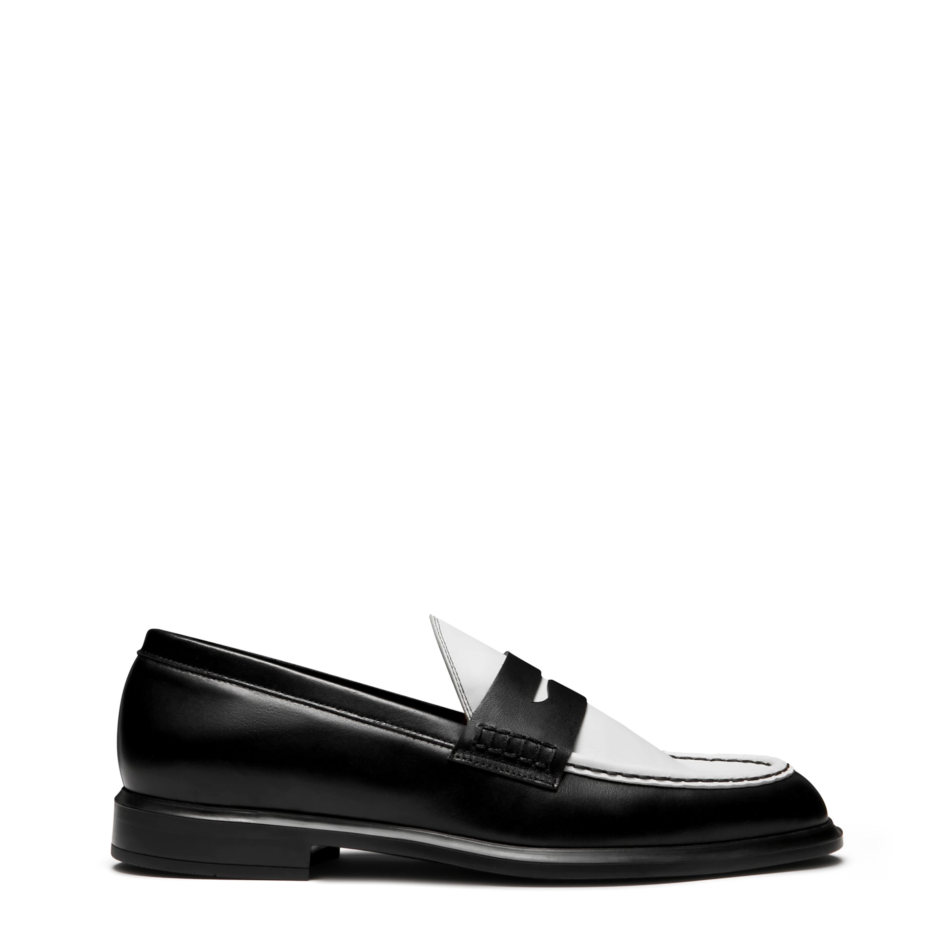 Vendôme Blandine black and white calfskin leather loafers -  - Isabel Bernard