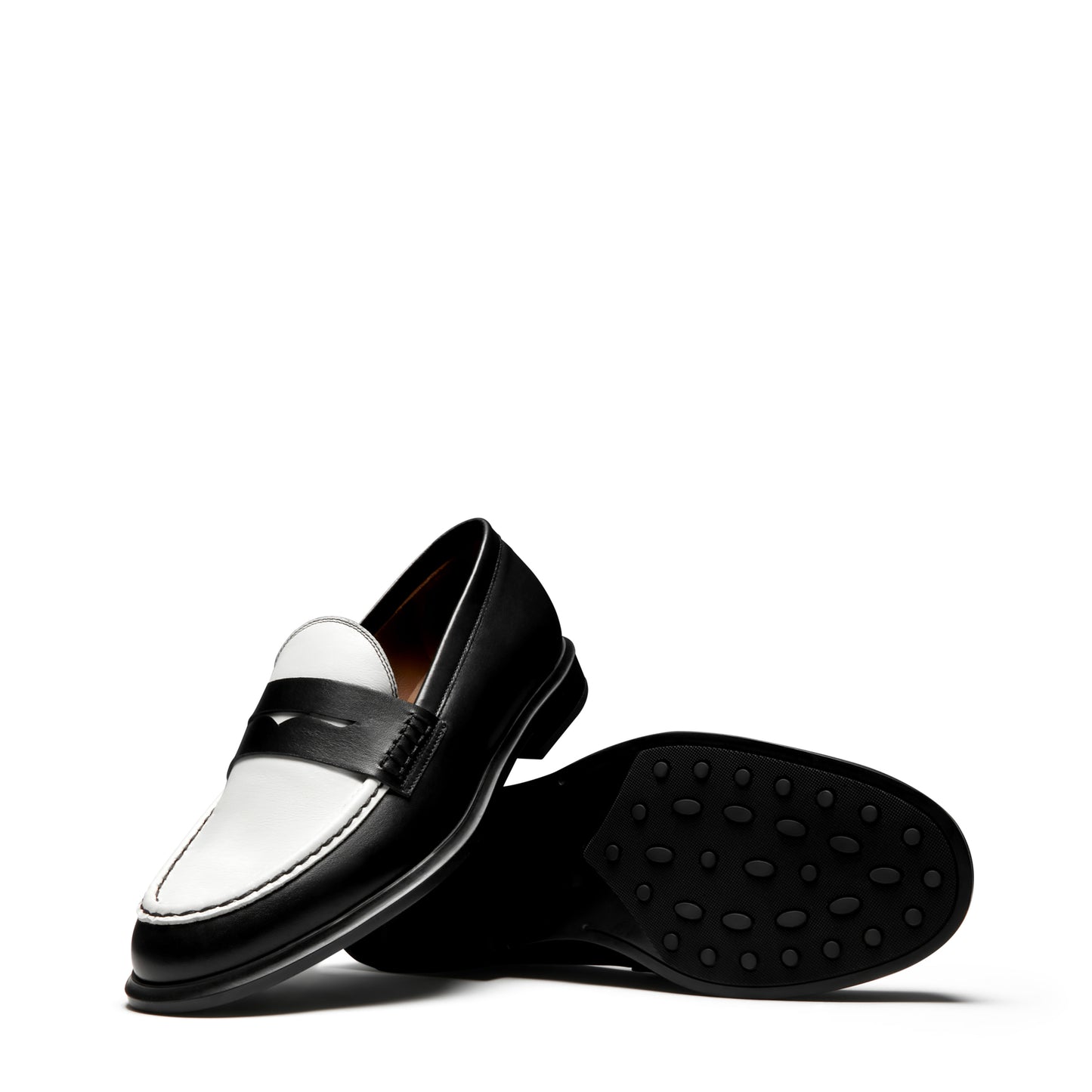 Vendôme Blandine black and white calfskin leather loafers -  - Isabel Bernard