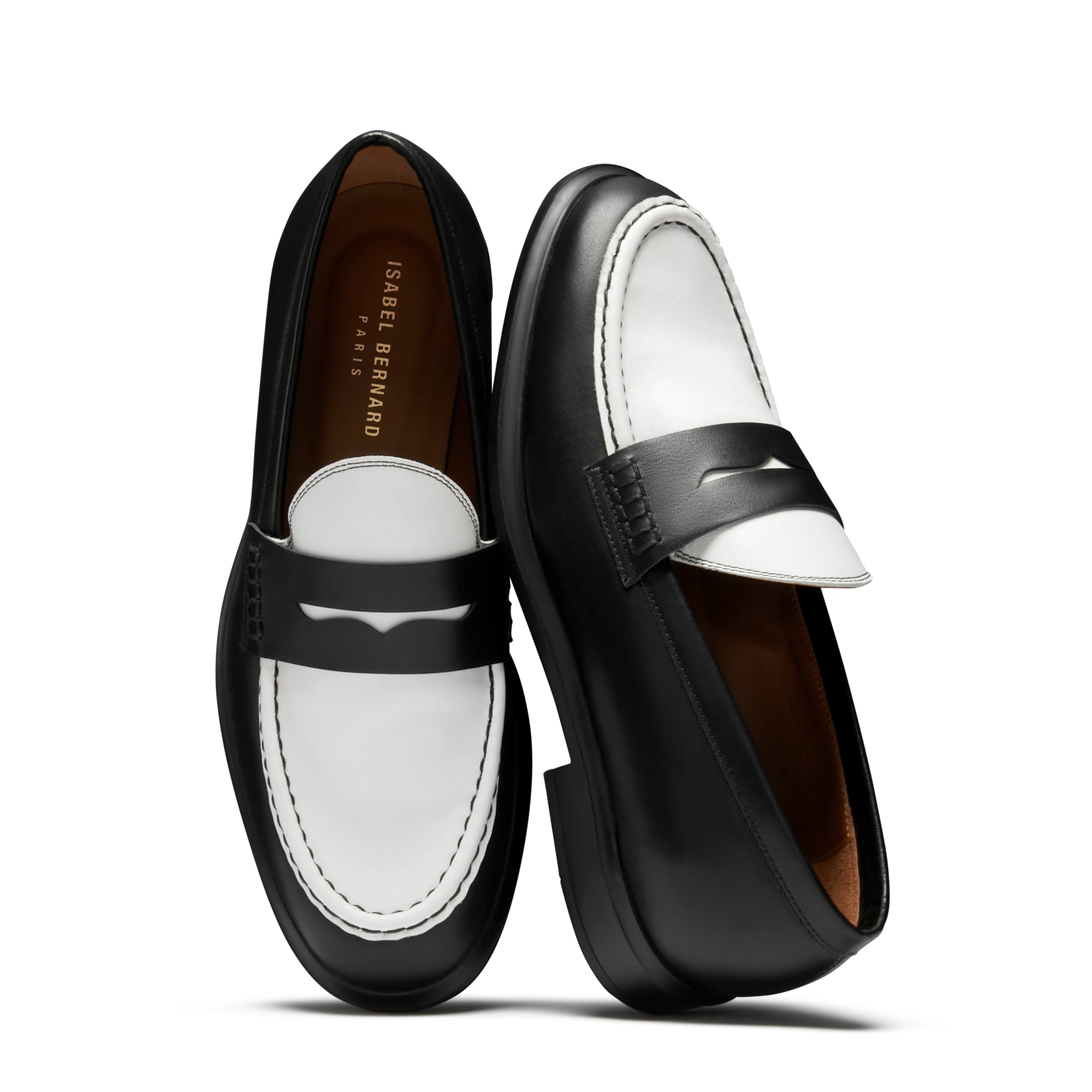 Vendome Blandine Schwarze und weiBe Loafers aus Kalbsleder