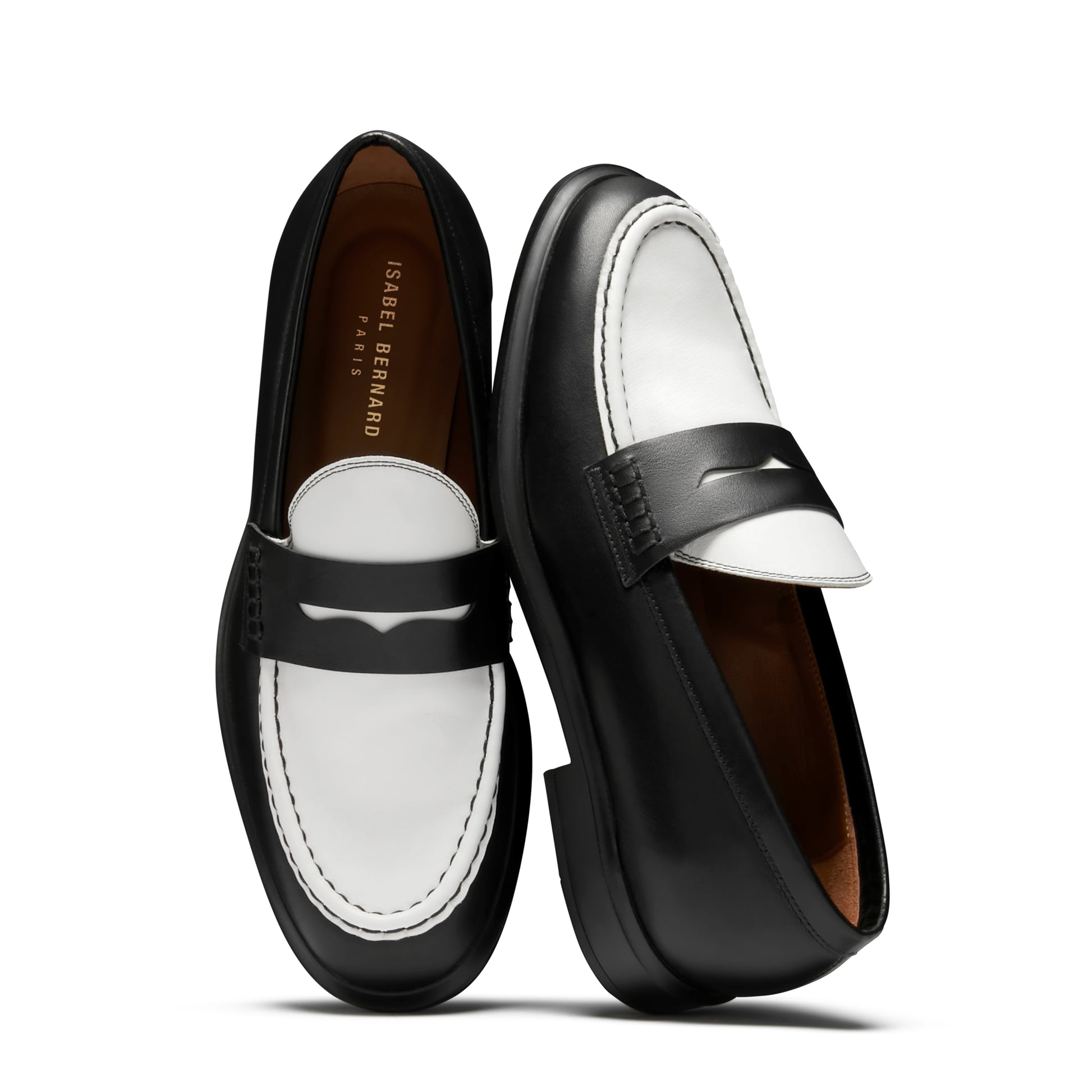 Vendôme Blandine black and white calfskin leather loafers -  - Isabel Bernard