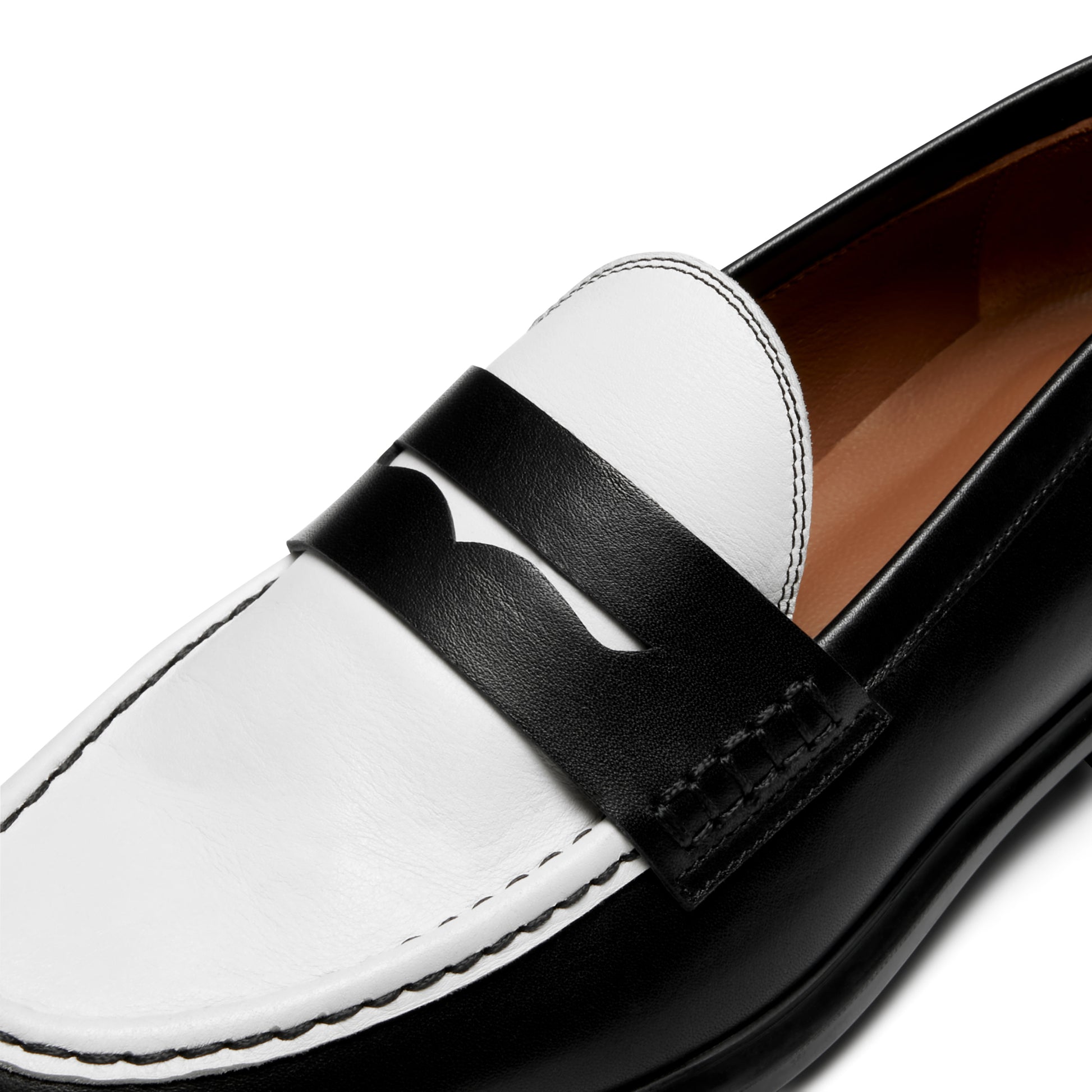 Vendôme Blandine black and white calfskin leather loafers -  - Isabel Bernard