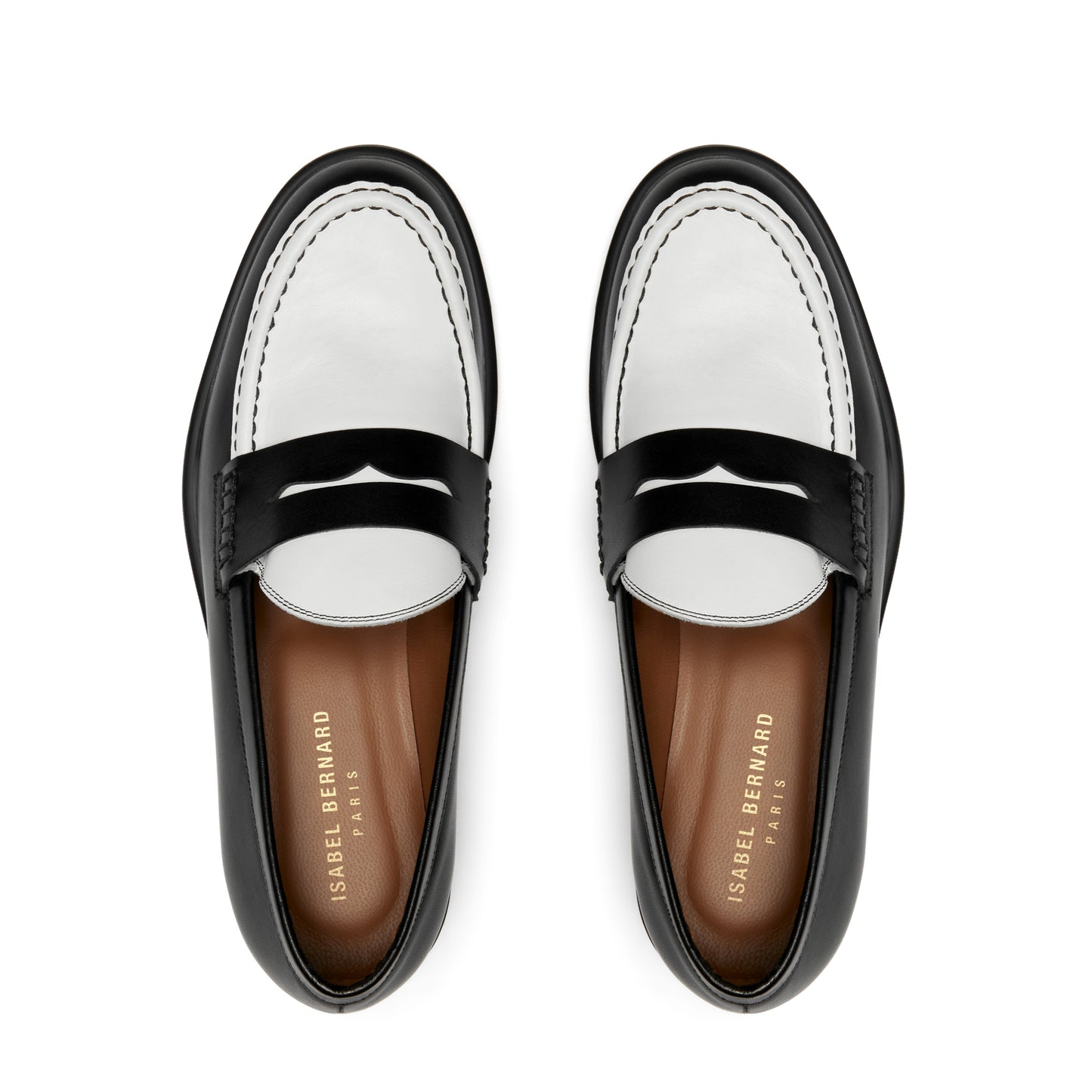 Vendôme Blandine black and white calfskin leather loafers -  - Isabel Bernard