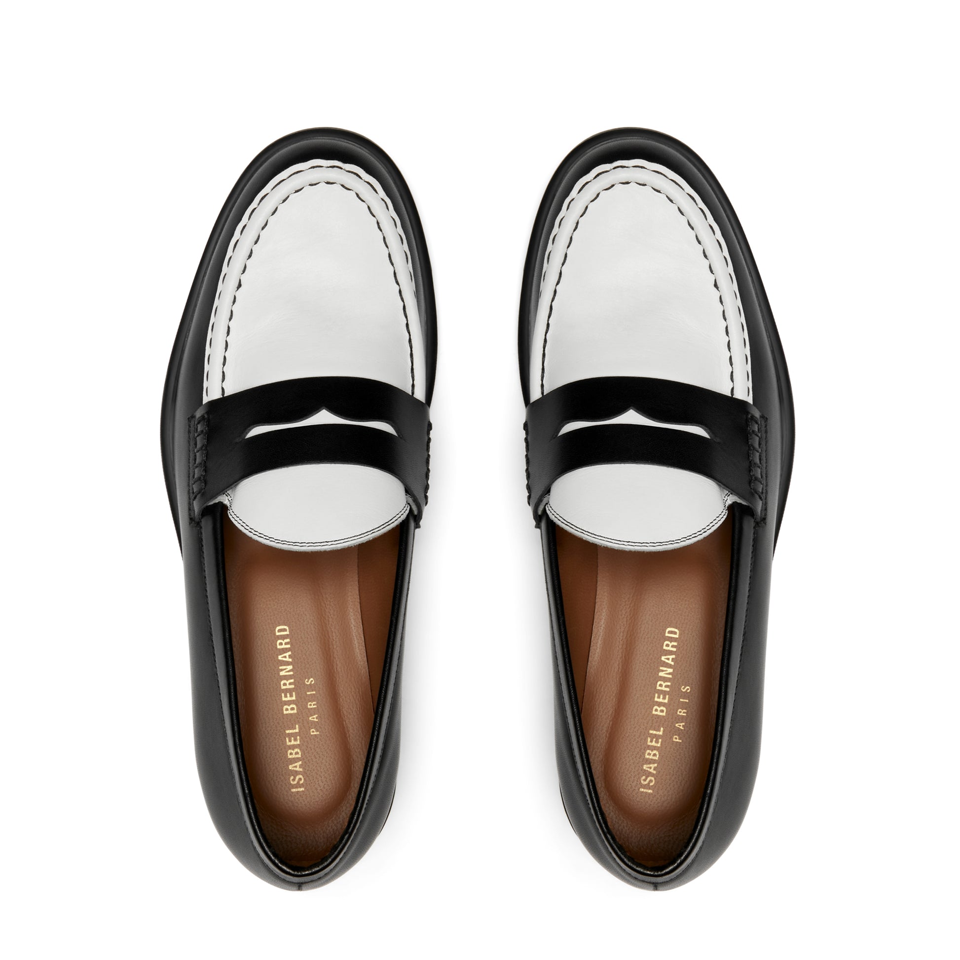 Vendôme Blandine black and white calfskin leather loafers -  - Isabel Bernard