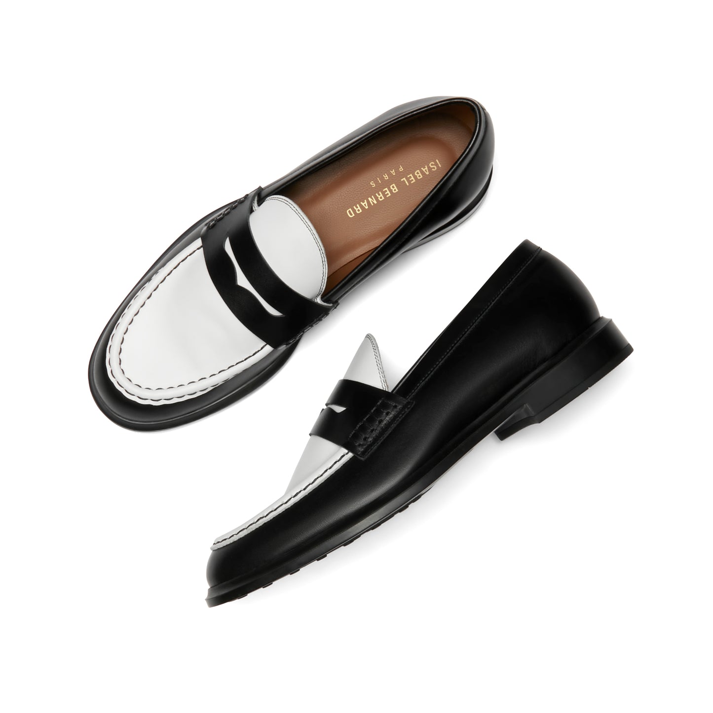 Vendôme Blandine black and white calfskin leather loafers -  - Isabel Bernard