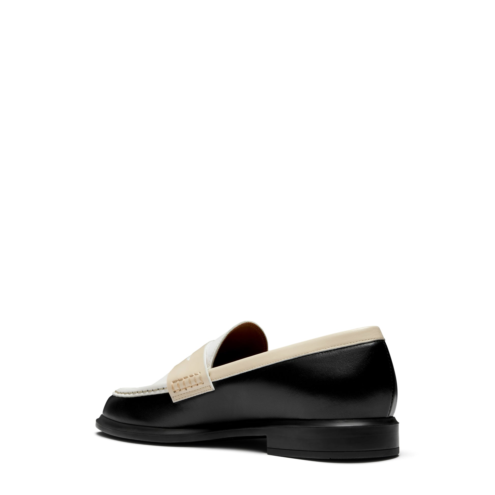 Vendôme Blandine black and white calfskin leather loafers with white details -  - Isabel Bernard