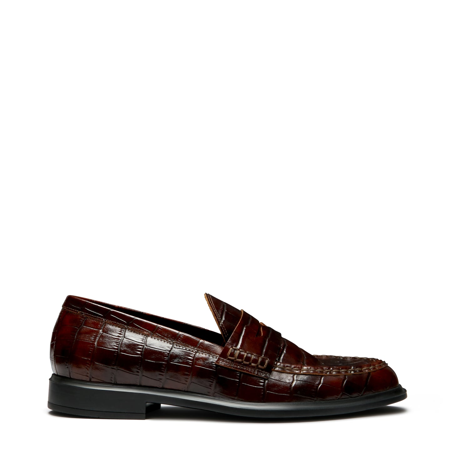 Vendôme Blandine croco brown calfskin leather loafers -  - Isabel Bernard