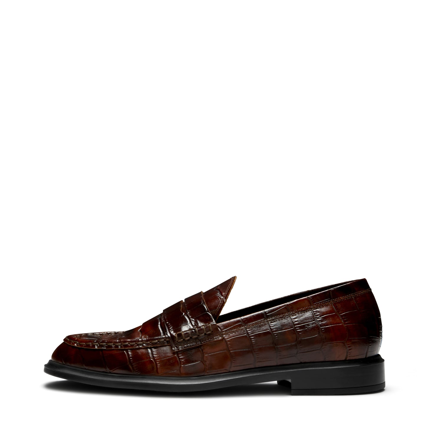 Vendôme Blandine croco brown calfskin leather loafers -  - Isabel Bernard