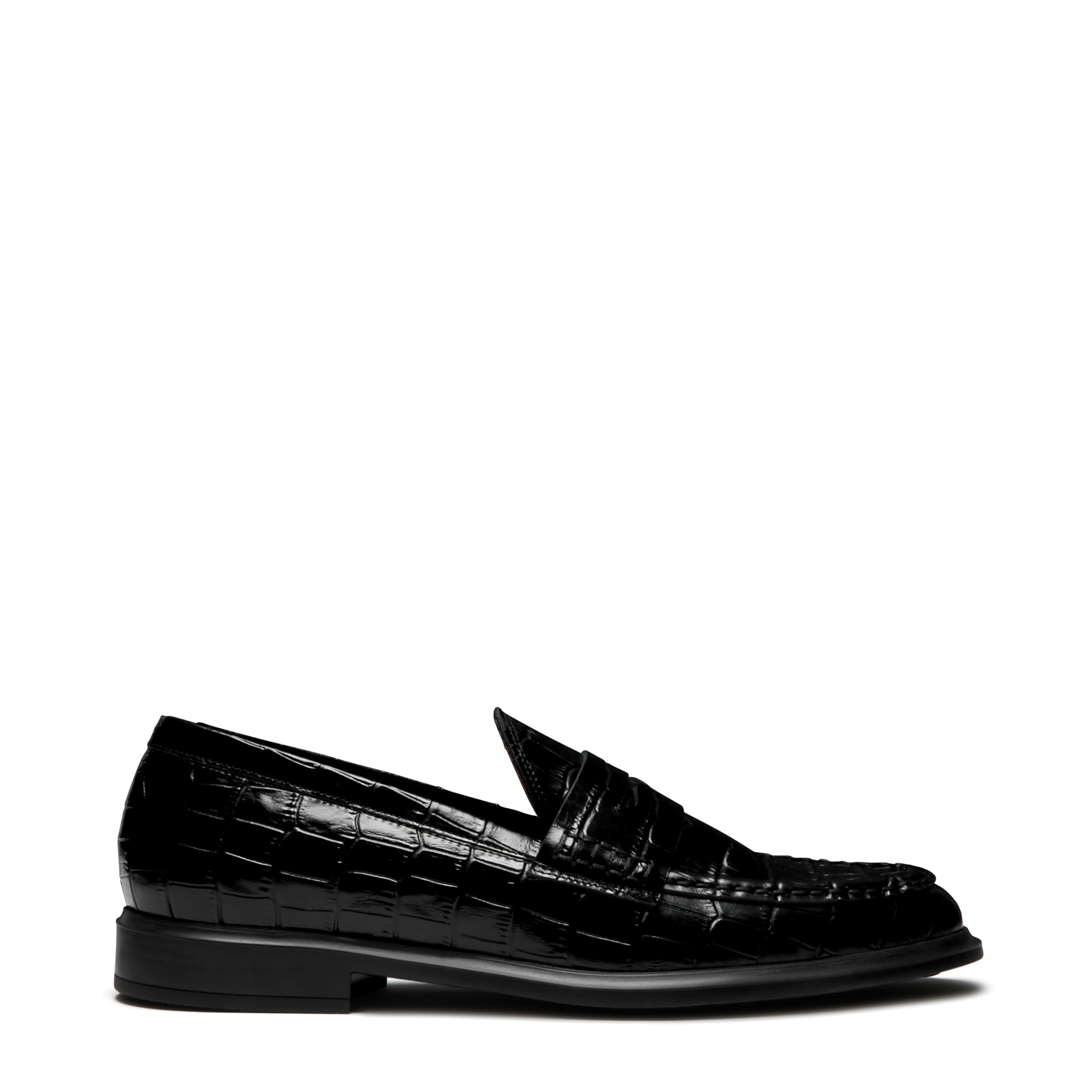 Black croc loafers online