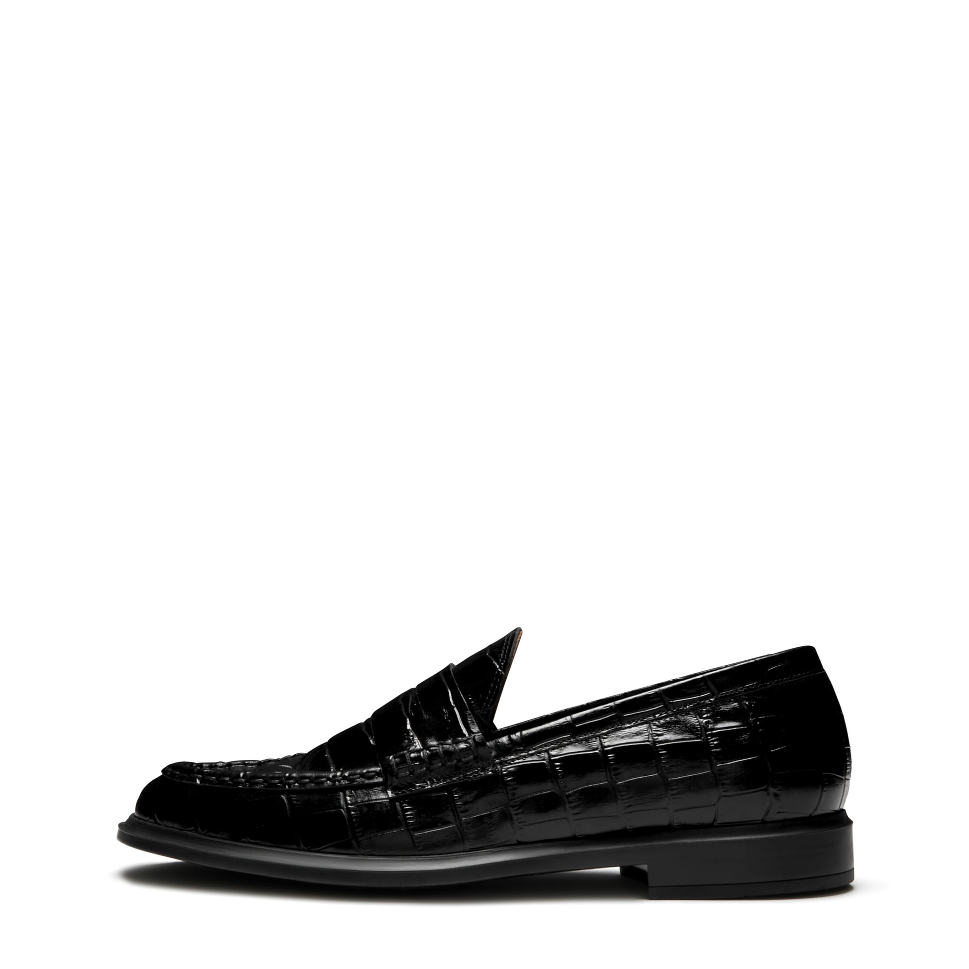 Vendôme Blandine croco black calfskin leather loafers -  - Isabel Bernard