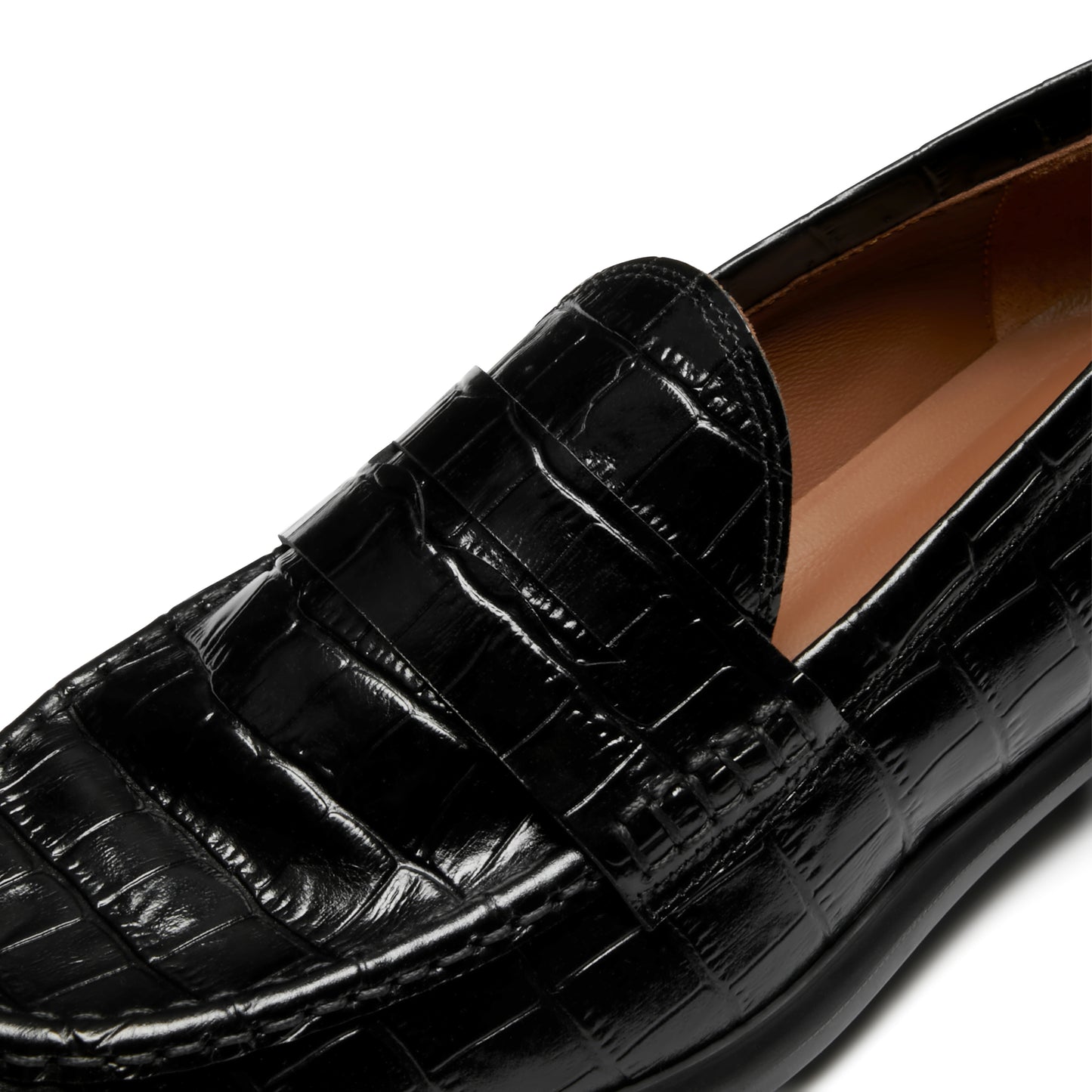 Vendôme Blandine croco black calfskin leather loafers -  - Isabel Bernard