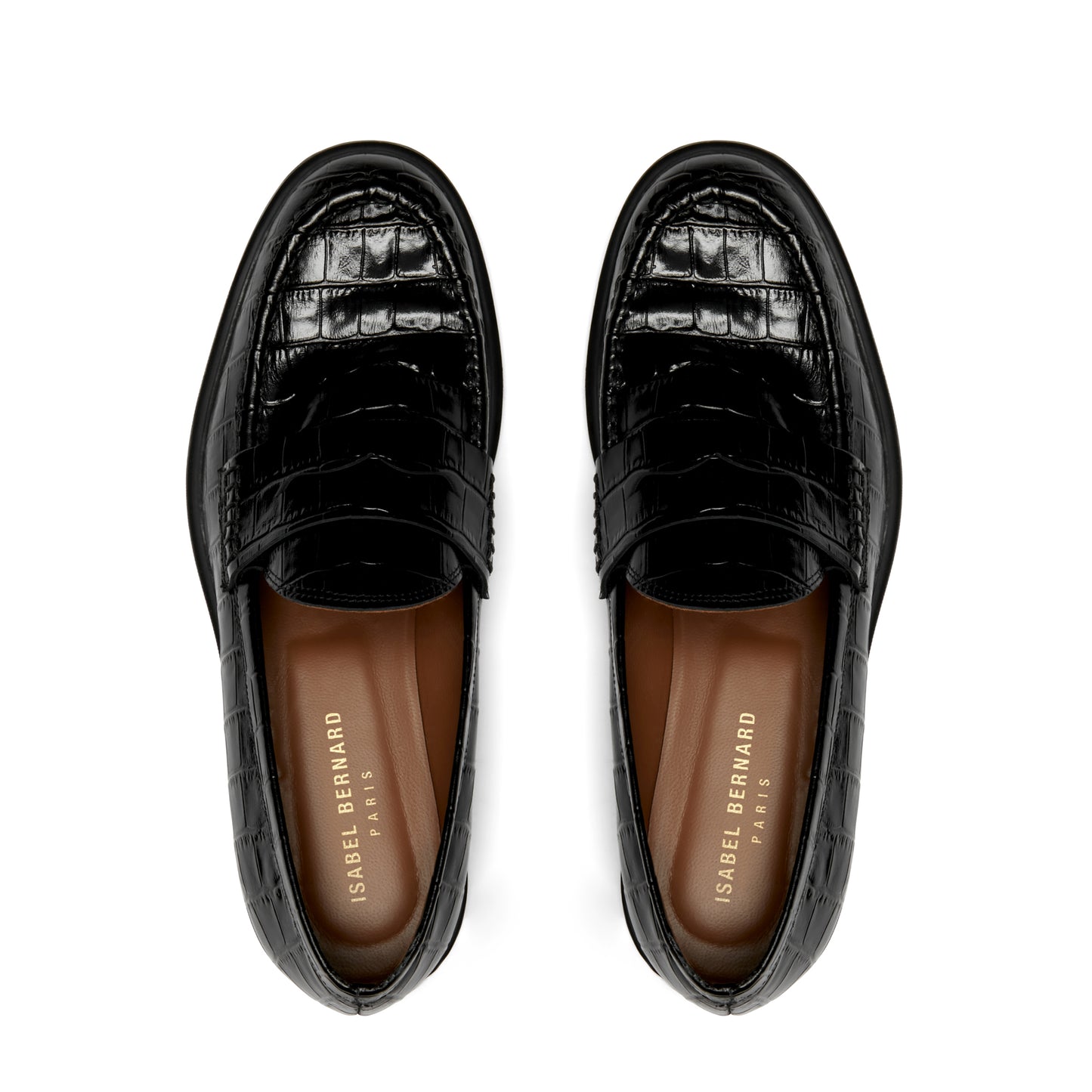 Vendôme Blandine croco black calfskin leather loafers -  - Isabel Bernard