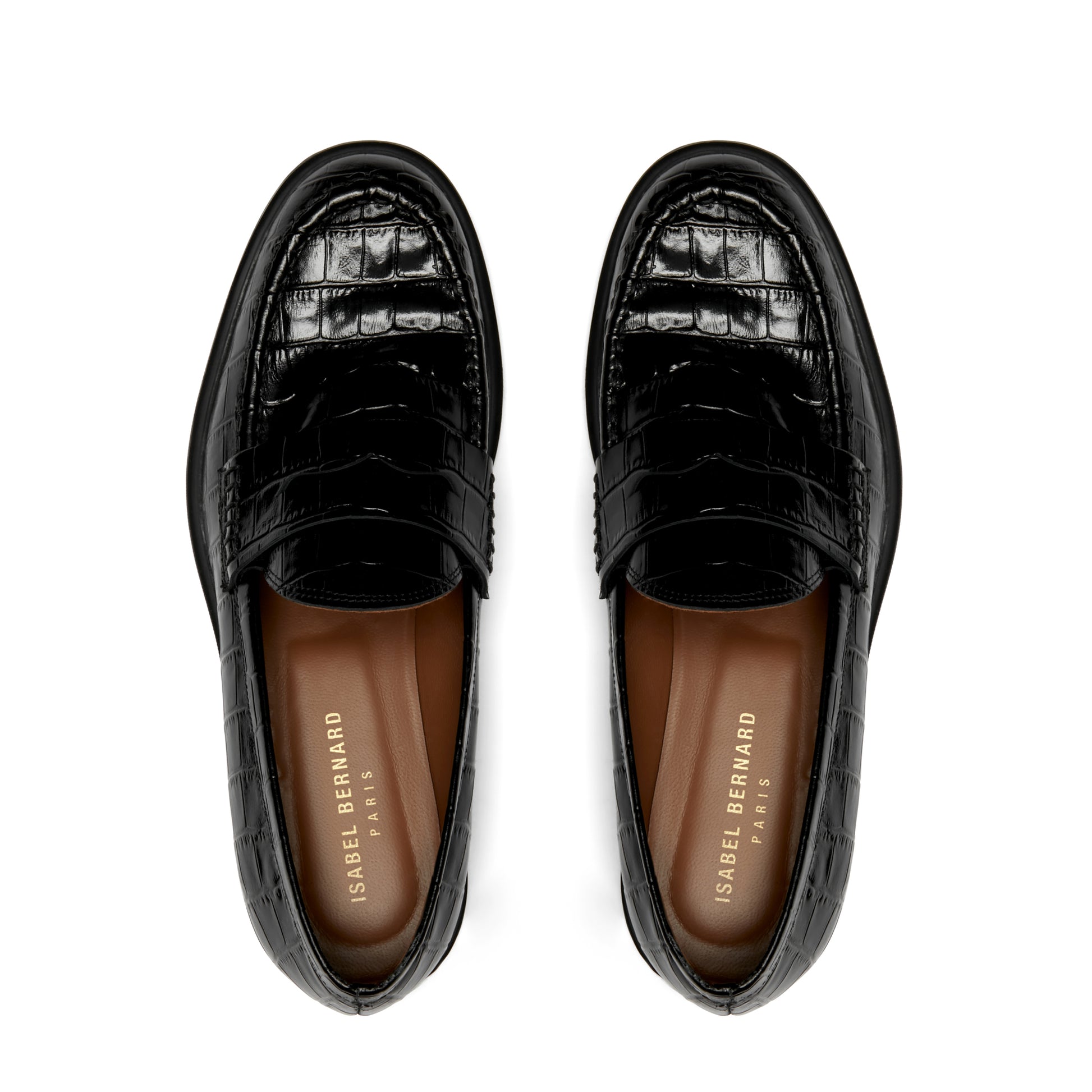 Vendôme Blandine croco black calfskin leather loafers -  - Isabel Bernard