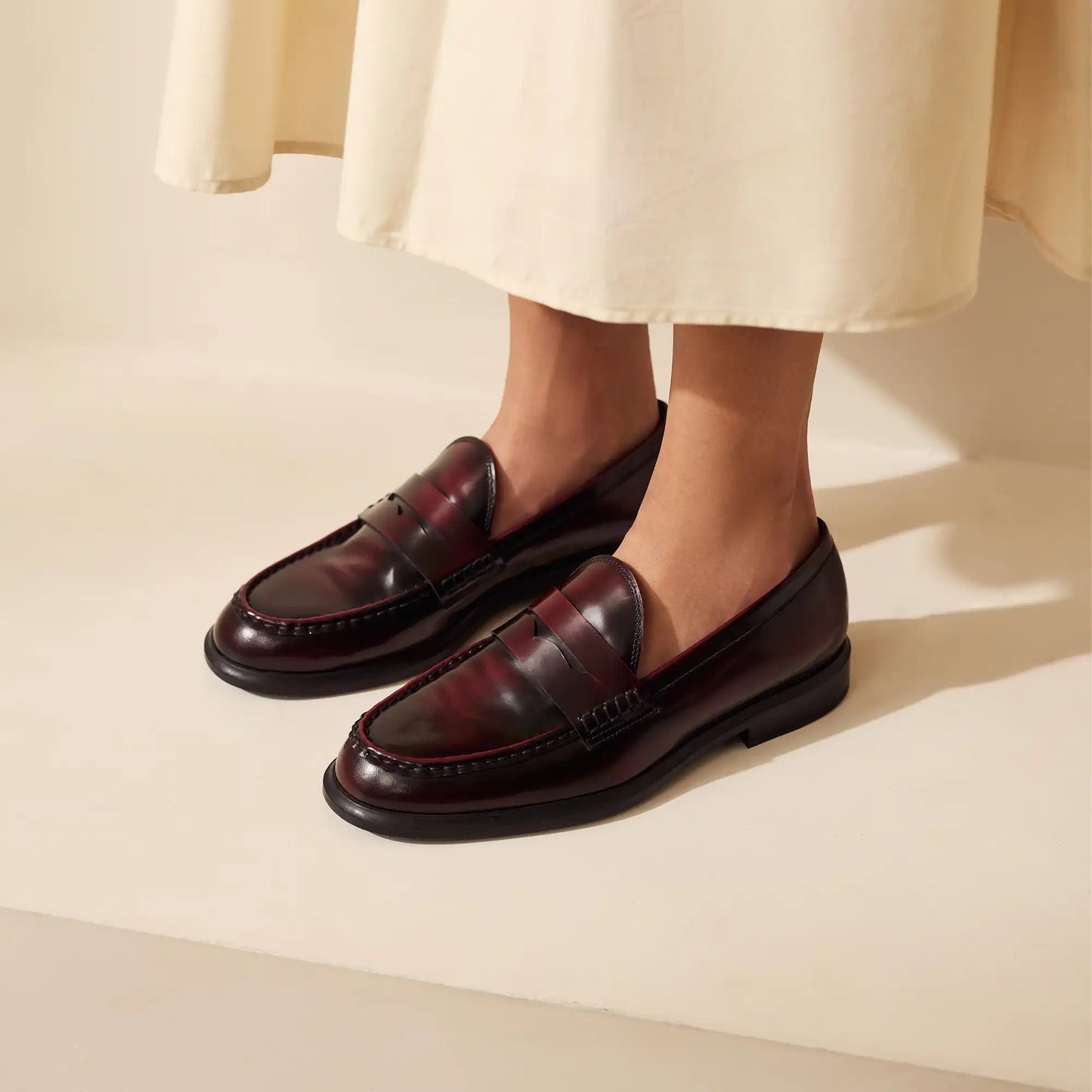 Vendôme Blandine bordeaux spazzolato leather loafers -  - Isabel Bernard