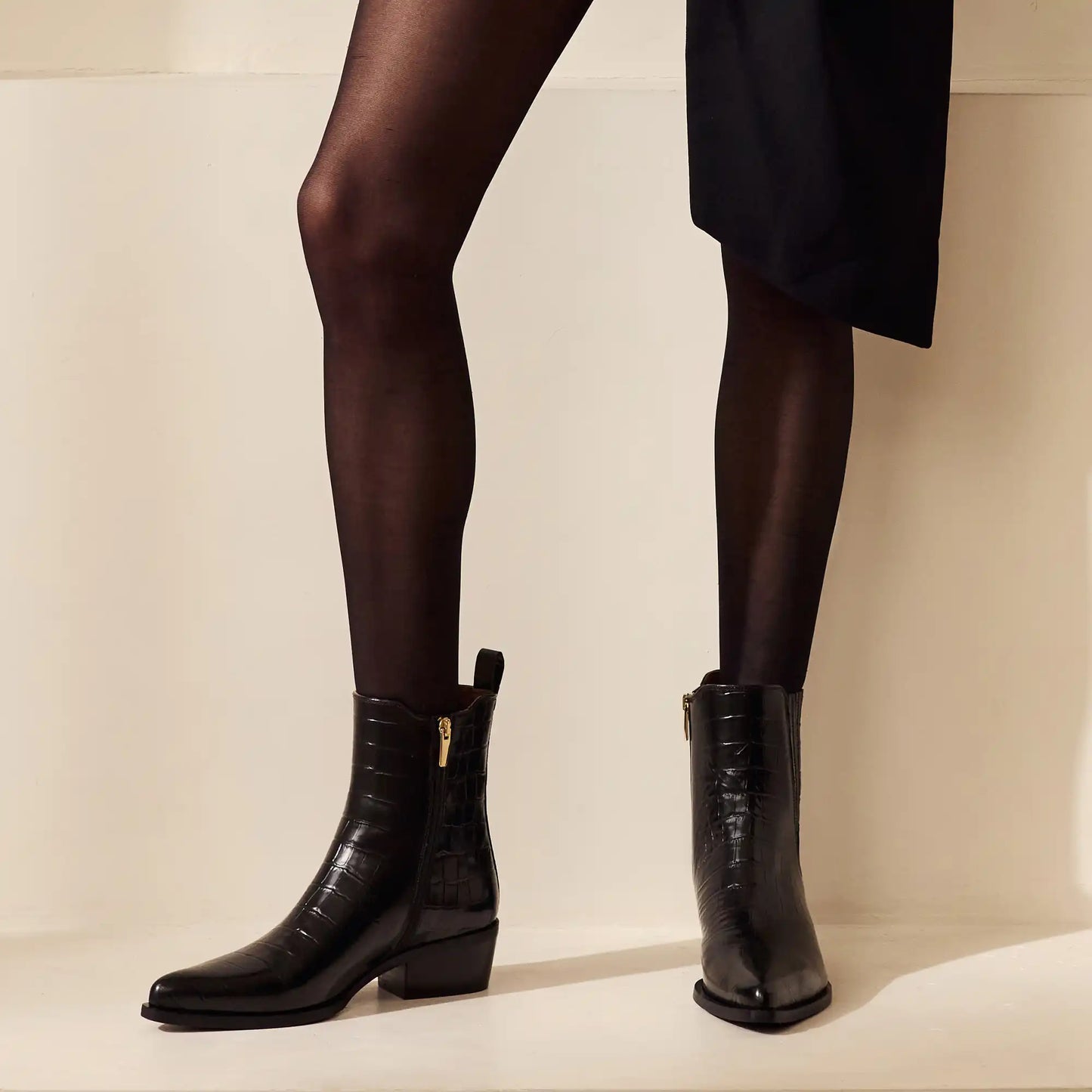 Vendôme Amandine croco black calfskin leather boots -  - Isabel Bernard