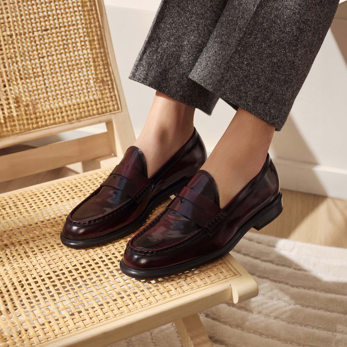 Vendôme Blandine bordeaux spazzolato leather loafers -  - Isabel Bernard