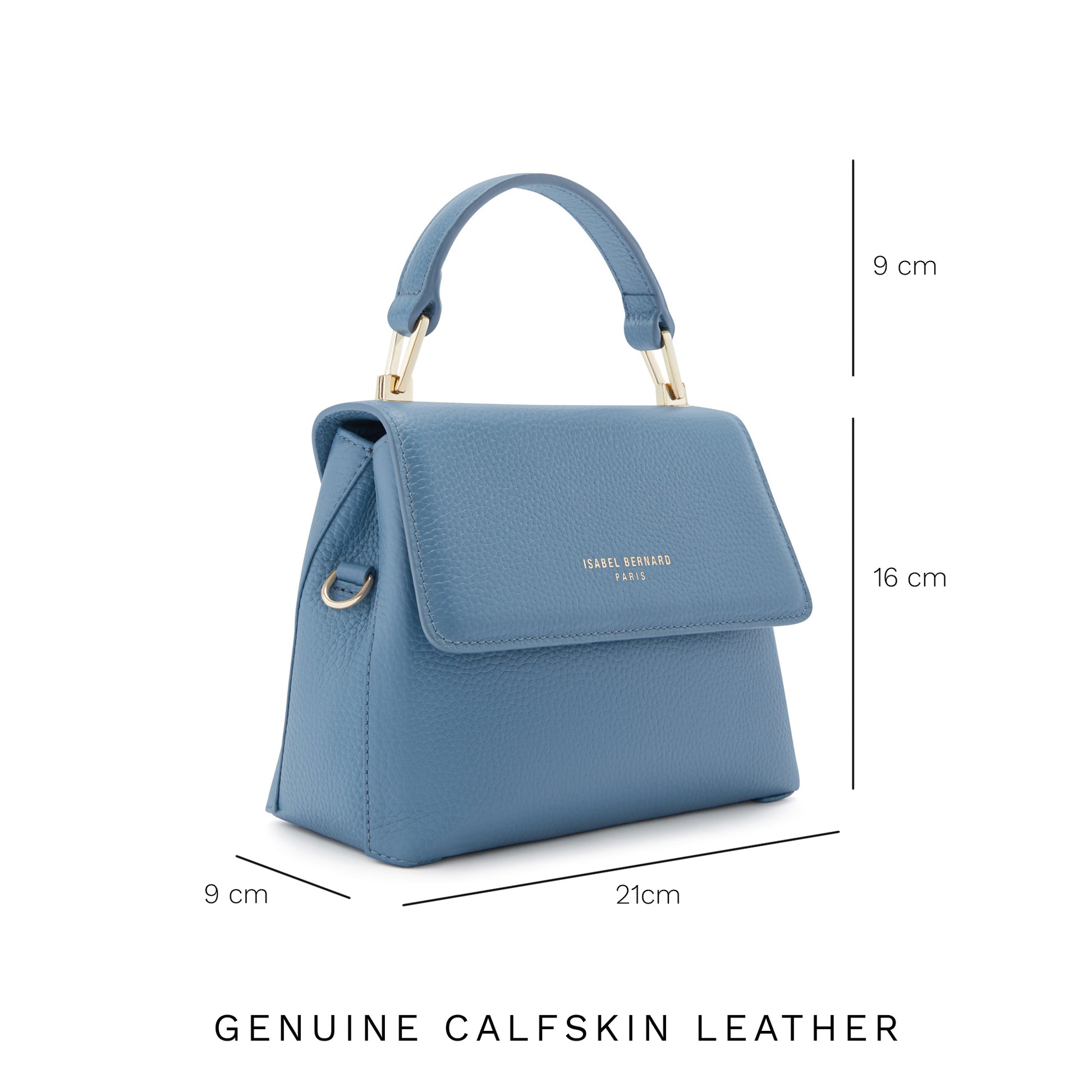 Femme Forte Heline blue calfskin leather handbag -  - Isabel Bernard