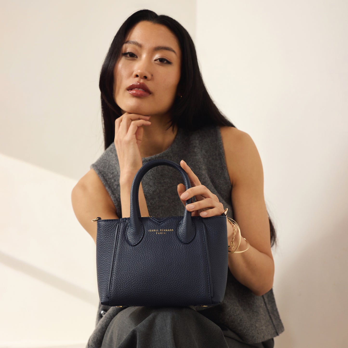 Honoré Cloe Mini blue calfskin leather handbag