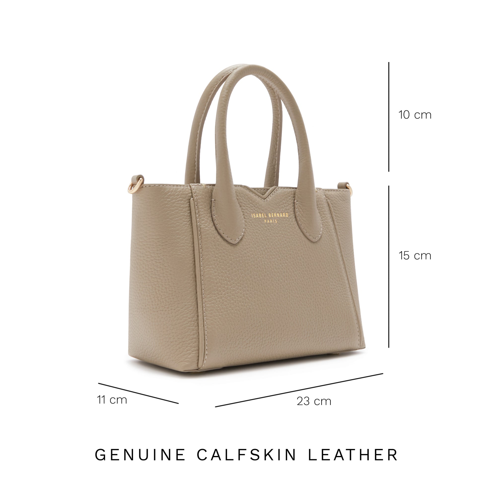 Honoré Cloe Mini taupe calfskin leather handbag -  - Isabel Bernard