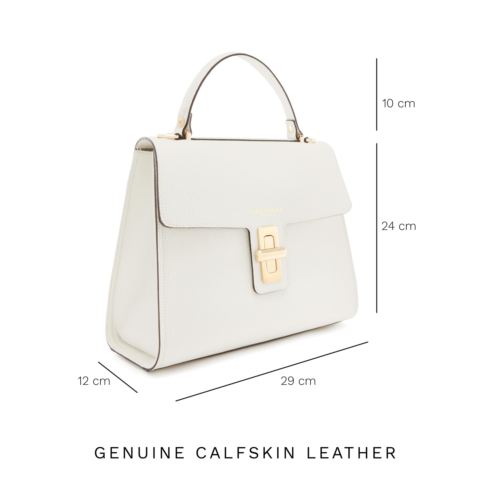 Femme Forte Simone Midi white leather handbag calfskin leather -  - Isabel Bernard