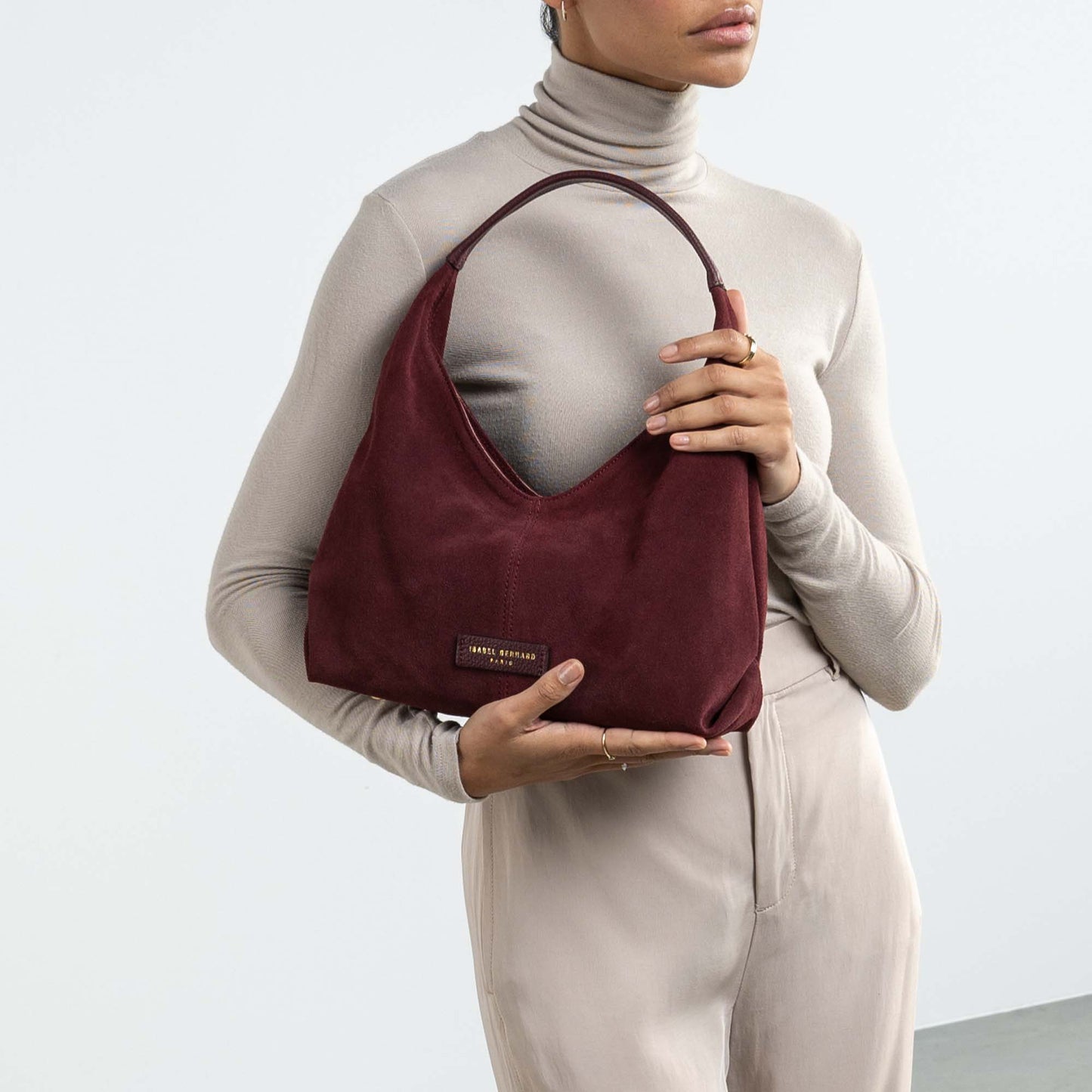 Honoré Grace mini dark bordeaux suede handbag - - Isabel Bernard