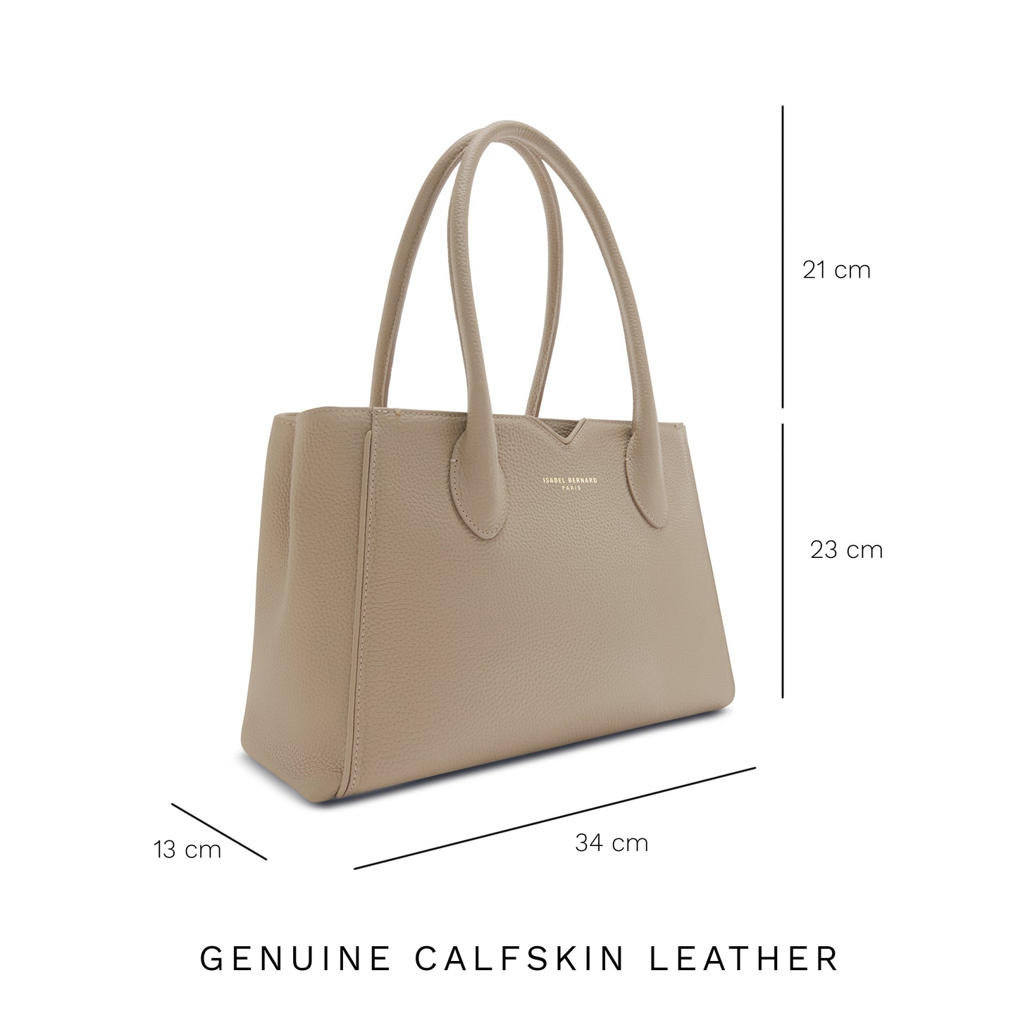 Honoré Cloe Midi taupe calfskin leather handbag -  - Isabel Bernard