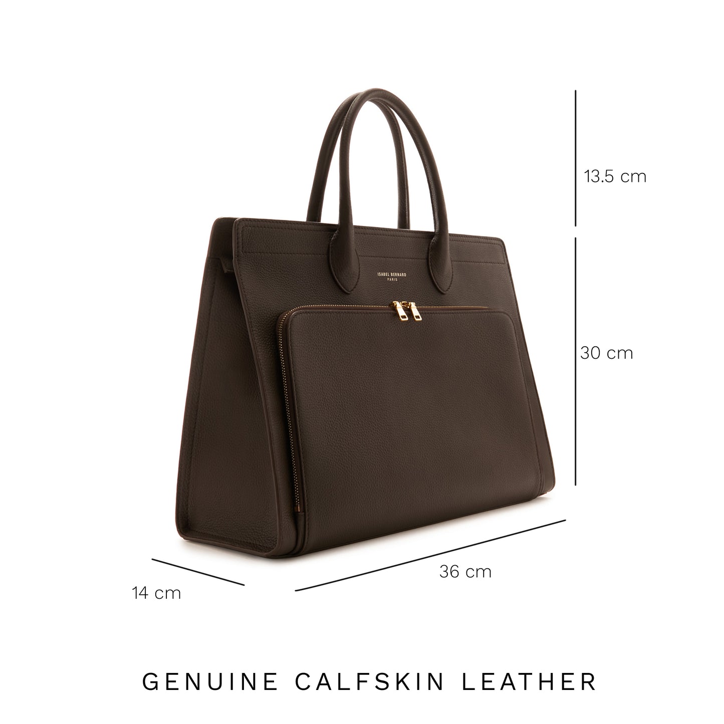 Honoré Nadine brown calfskin leather handbag with laptop compartment - - Isabel Bernard