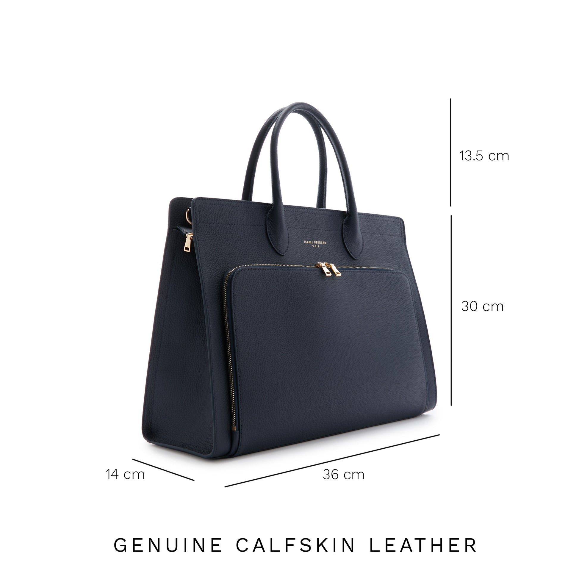 Honoré Nadine blue calfskin leather handbag with laptop compartment - - Isabel Bernard