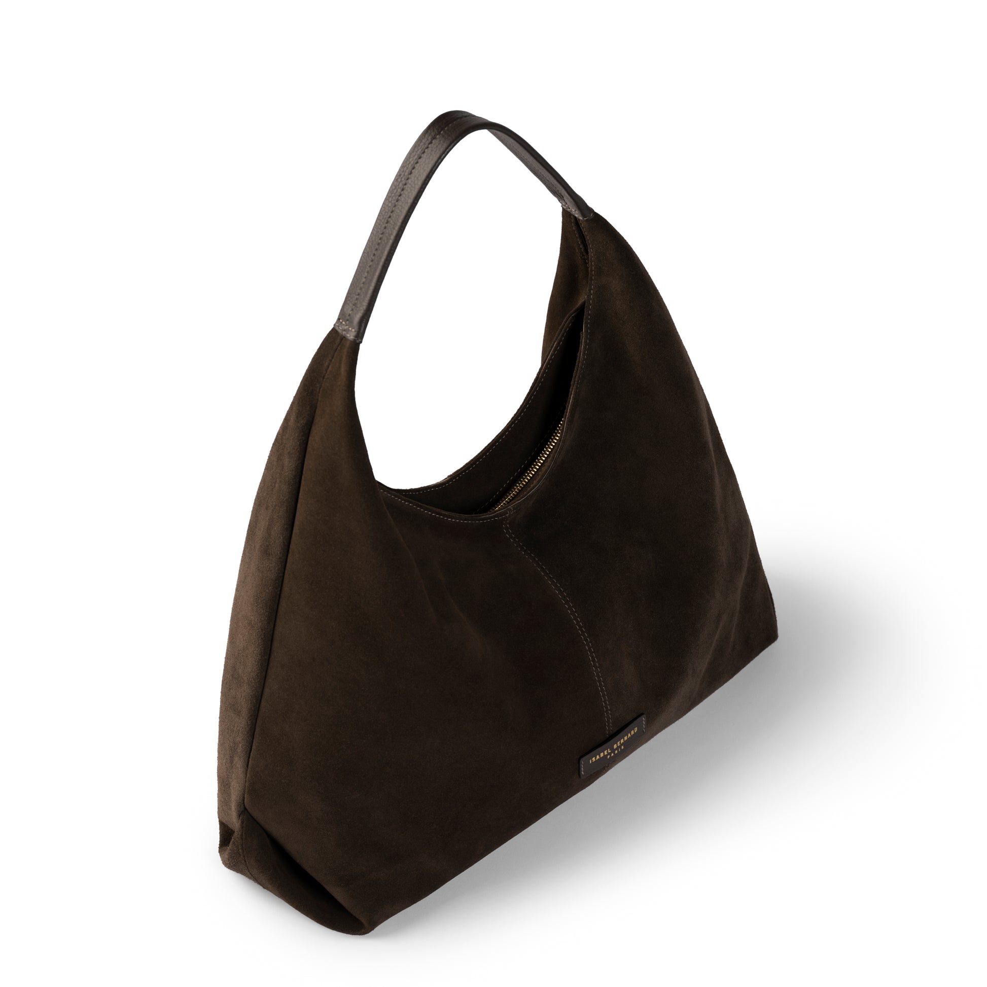 Honoré Grace dark brown suede shoulder bag - - Isabel Bernard