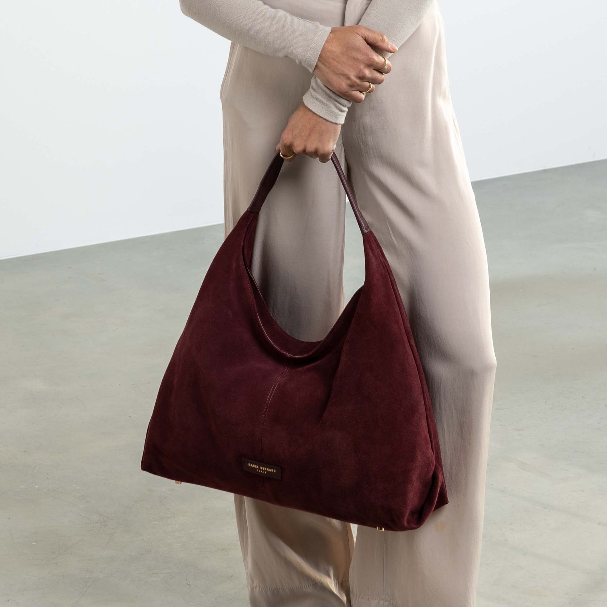 Honoré Grace dark bordeaux suede shoulder bag - - Isabel Bernard