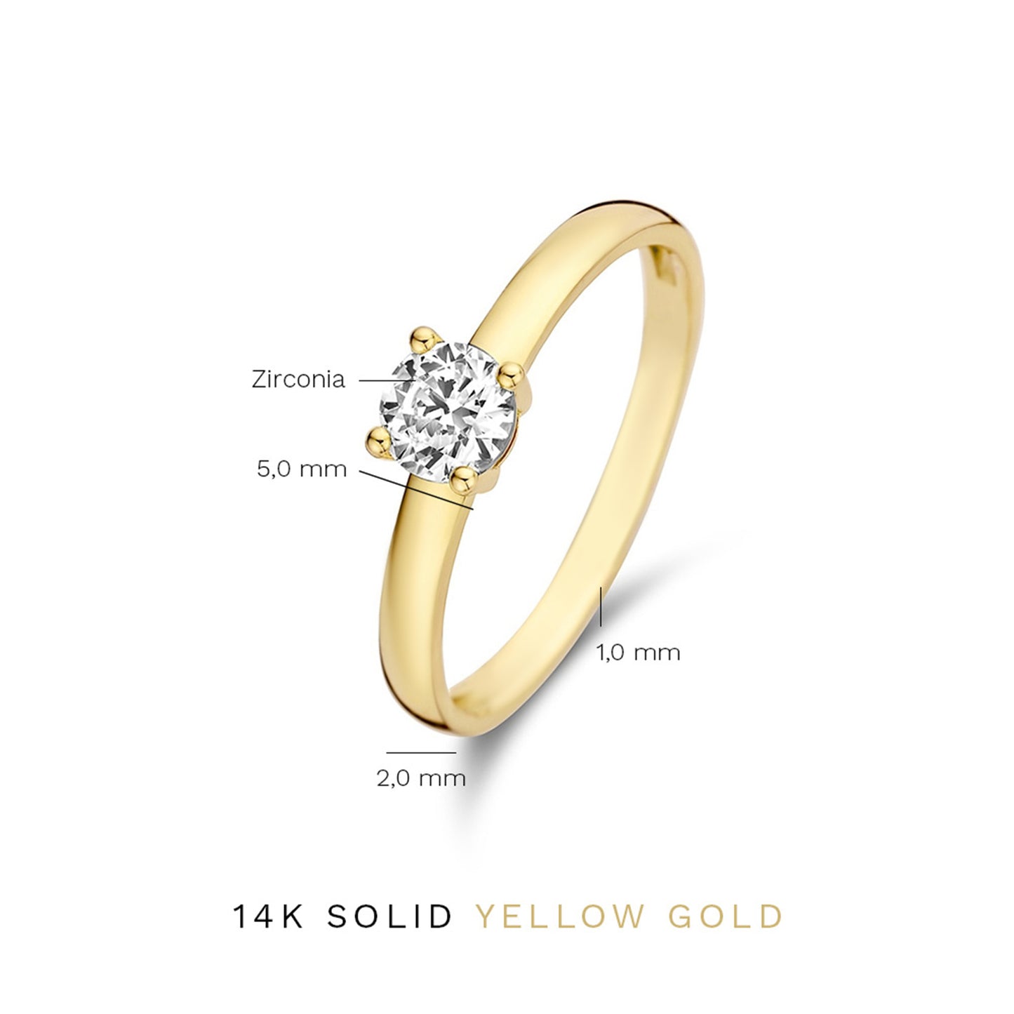 Le Marais Soleil 14 karat gold ring with zirconia stone -  - Isabel Bernard