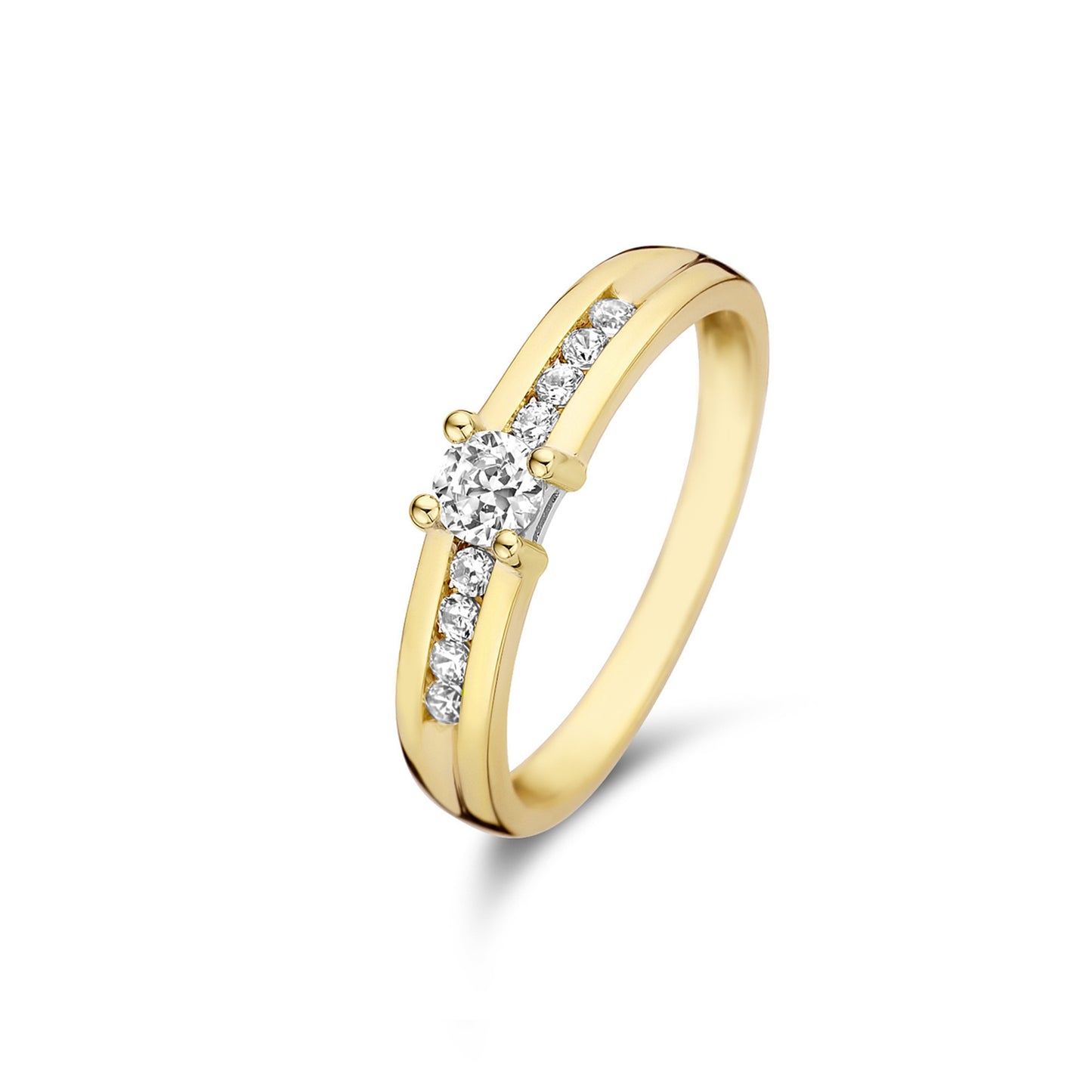 Le Marais Estée 14 karat gold ring with zirconia stones -  - Isabel Bernard