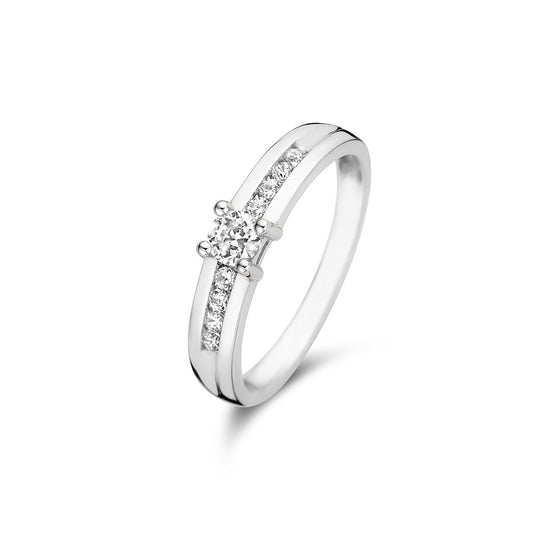 Saint Germain Estee 14 karat white gold ring with zirconia stones -  - Isabel Bernard