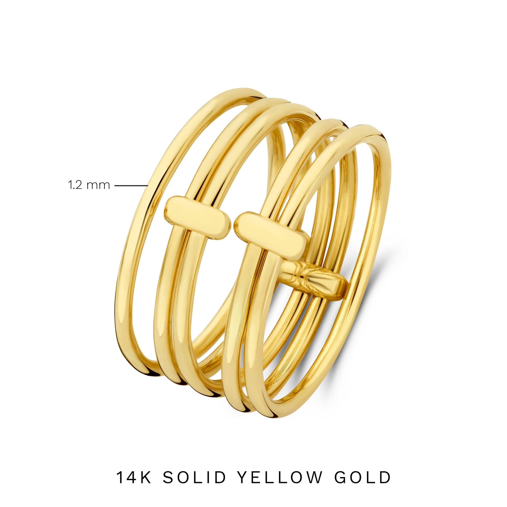 Cour d'Honneur Adora 14 karat golden 5-piece multi ring - - Isabel Bernard