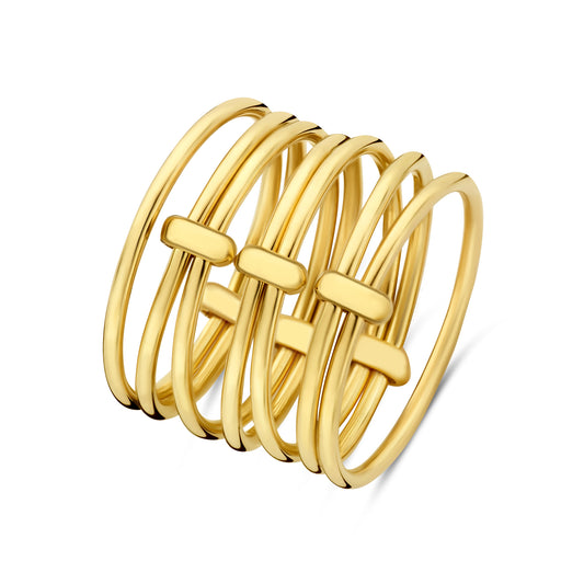 Cour d'Honneur Adora 14 karat golden 7-piece multi ring - - Isabel Bernard