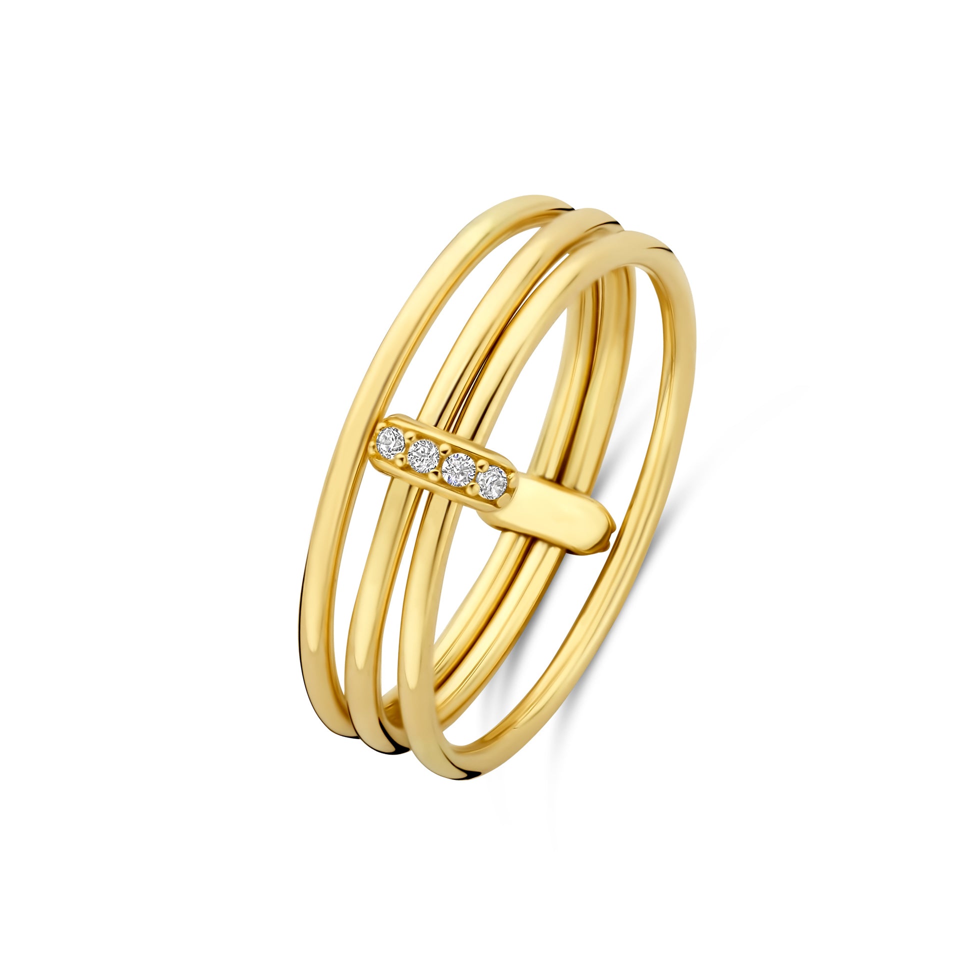 Cour d'Honneur Adora 14 karat golden 3-piece multiring with zirconia stones - - Isabel Bernard