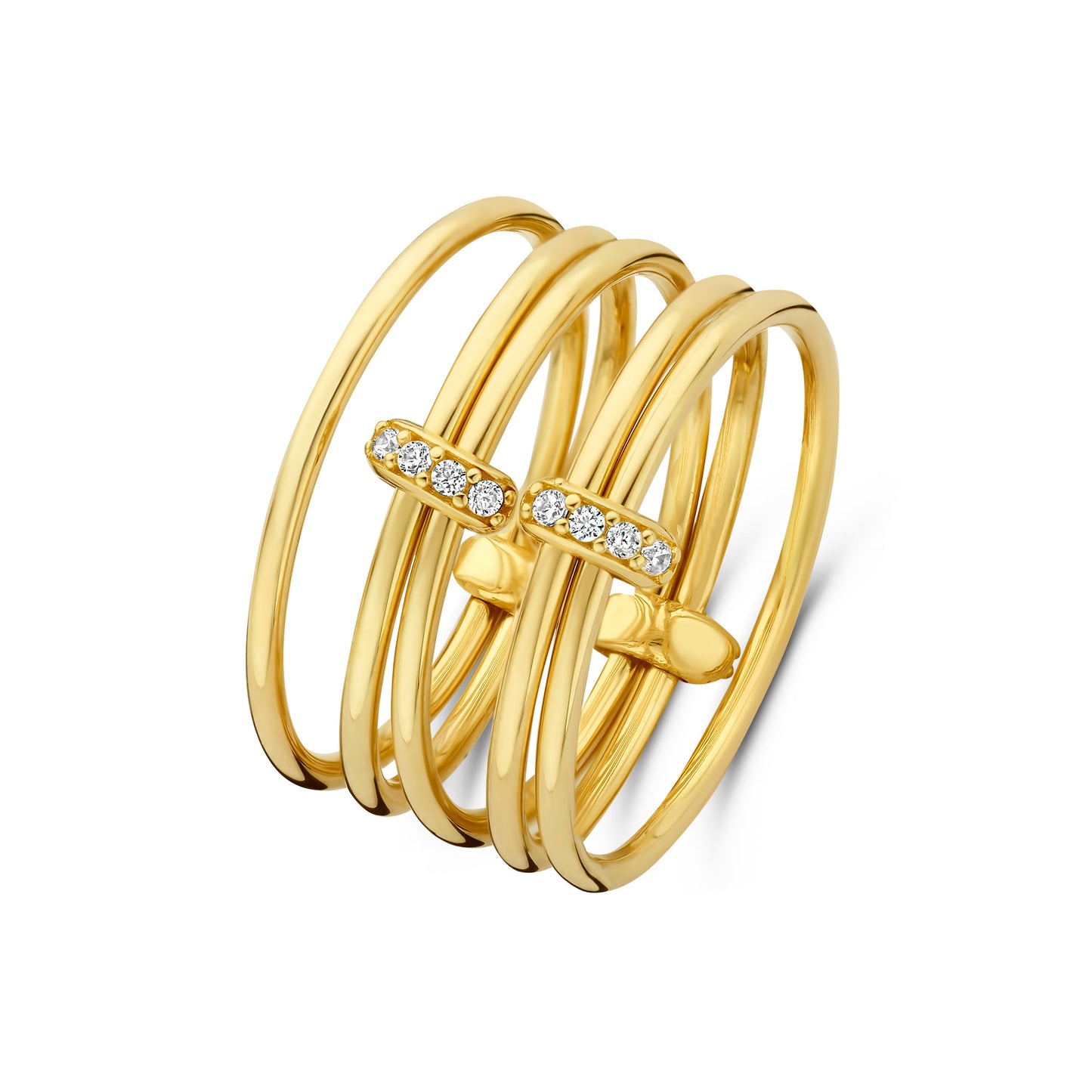 Cour d'Honneur Adora 14 karat golden 5-piece multiring with zirconia stones - - Isabel Bernard