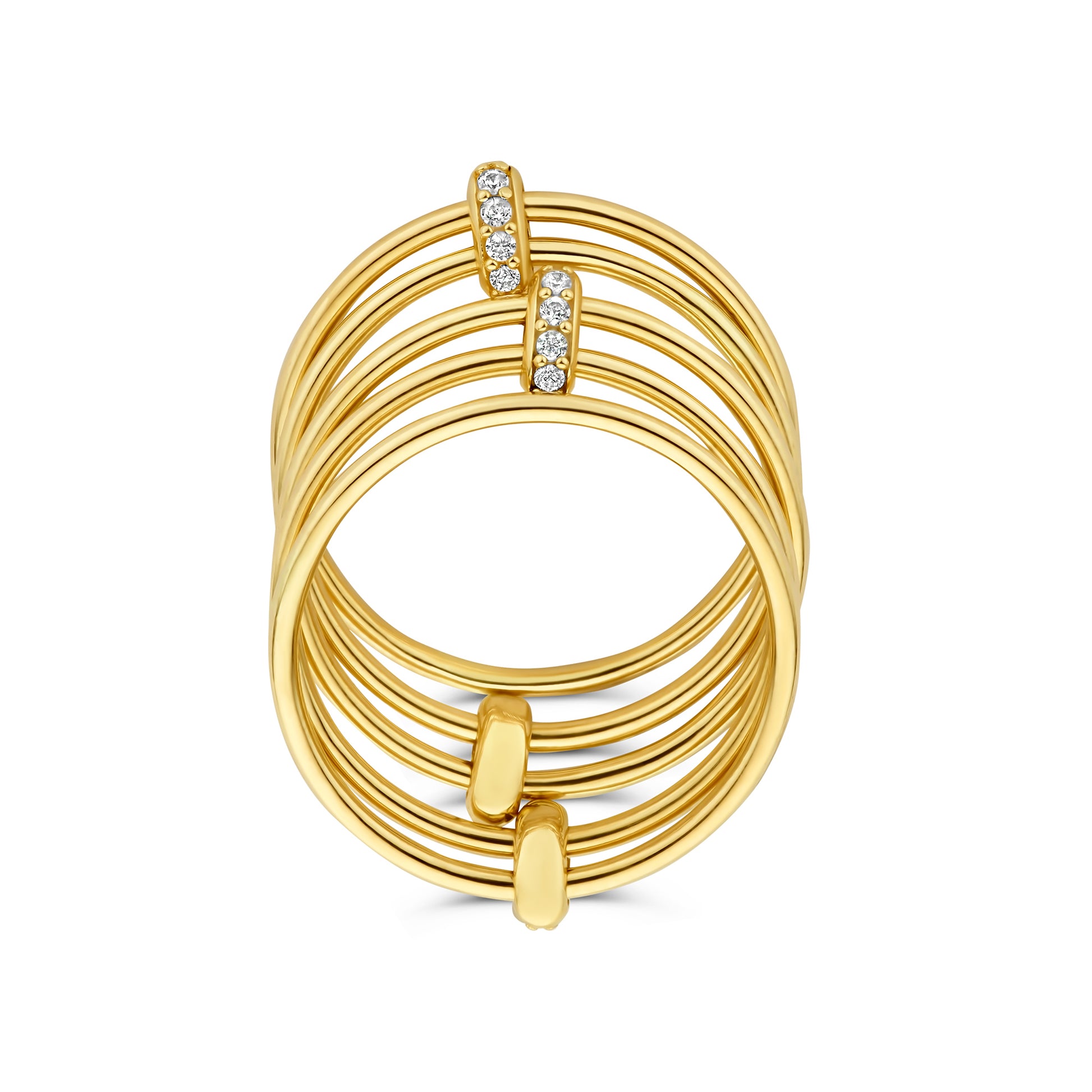 Cour d'Honneur Adora 14 karat golden 5-piece multiring with zirconia stones - - Isabel Bernard