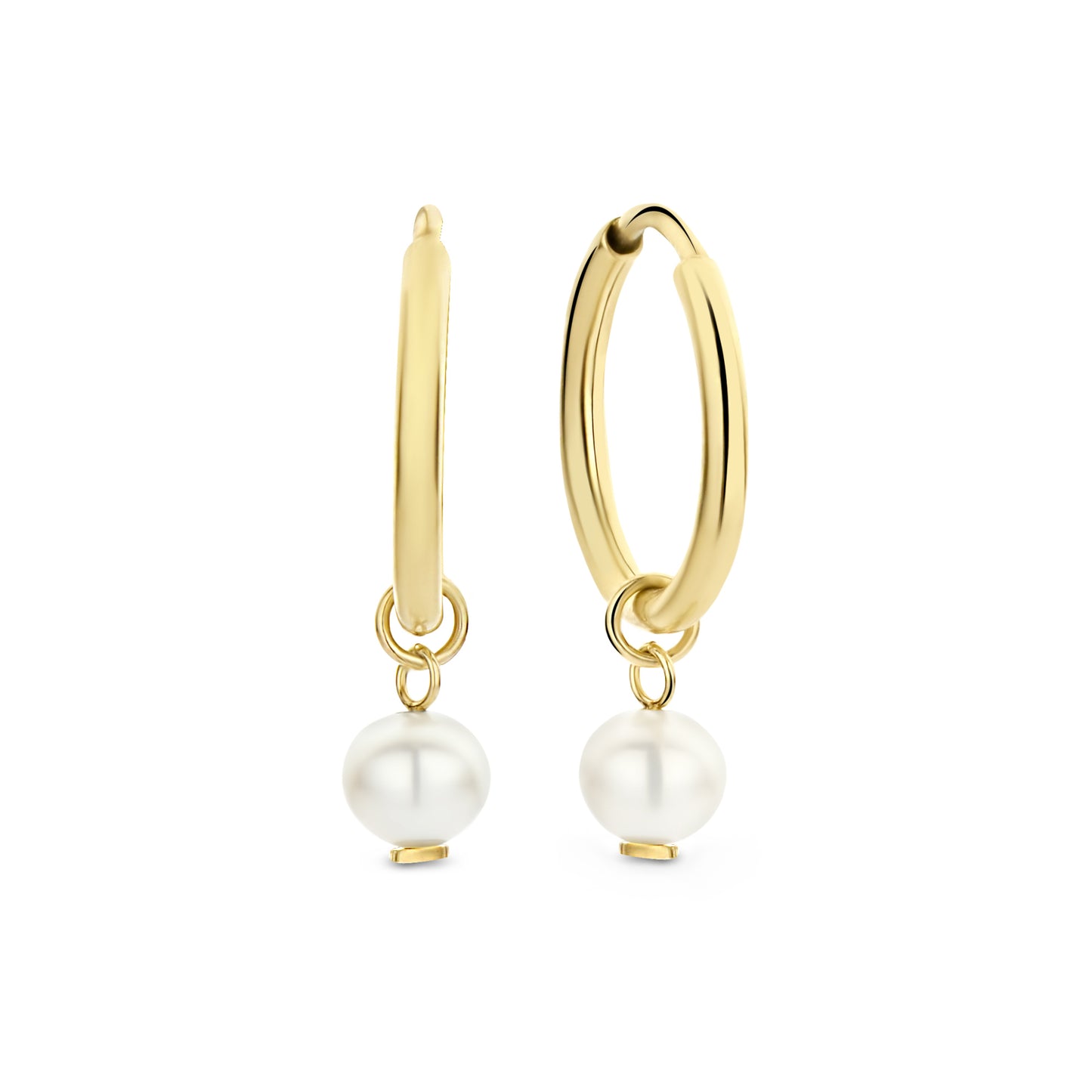 Belleville Luna 14 karat gold hoop earrings with freshwater pearl -  - Isabel Bernard