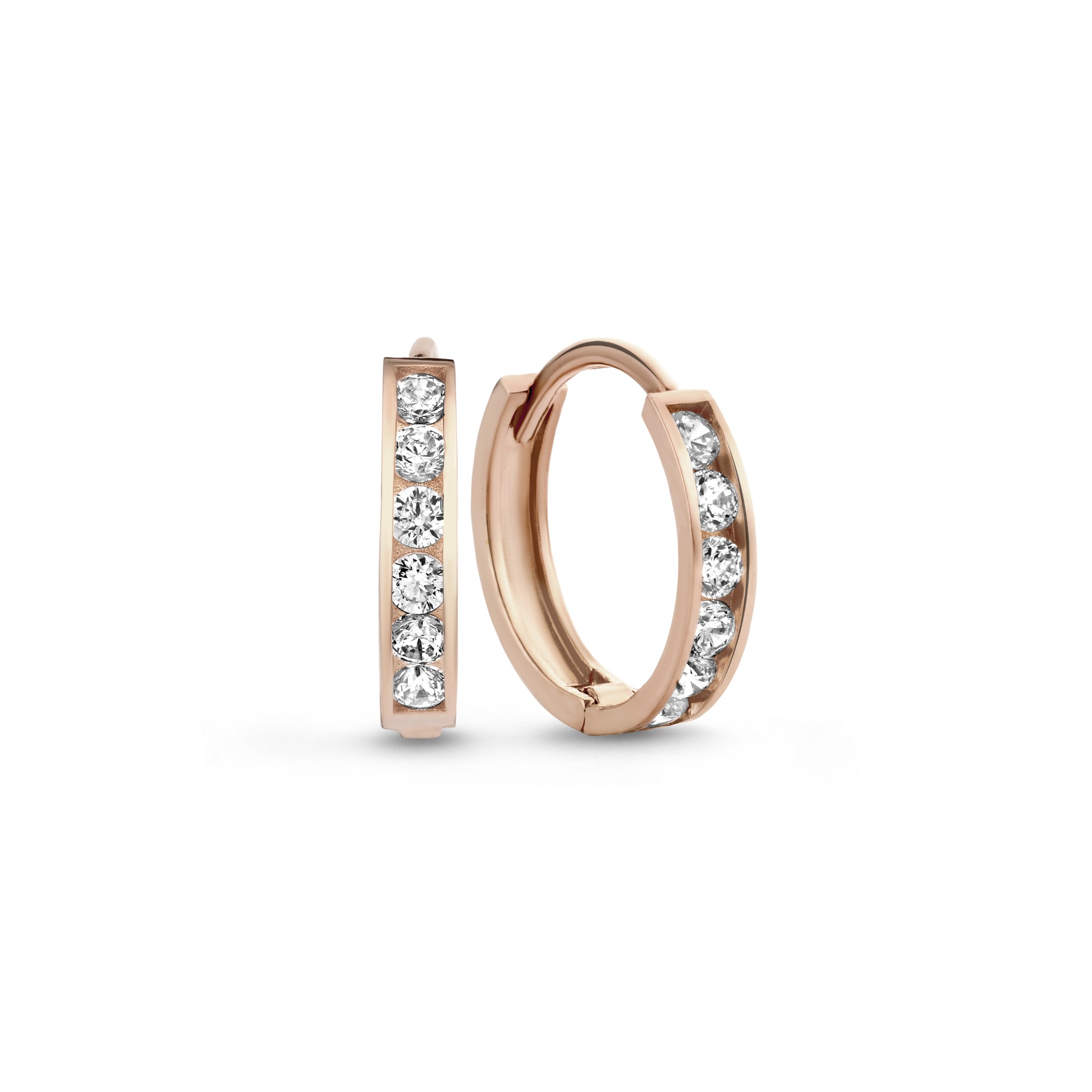 Cadeau d'Isabel 14 karat rose gold earring set with zirconia stones -  - Isabel Bernard