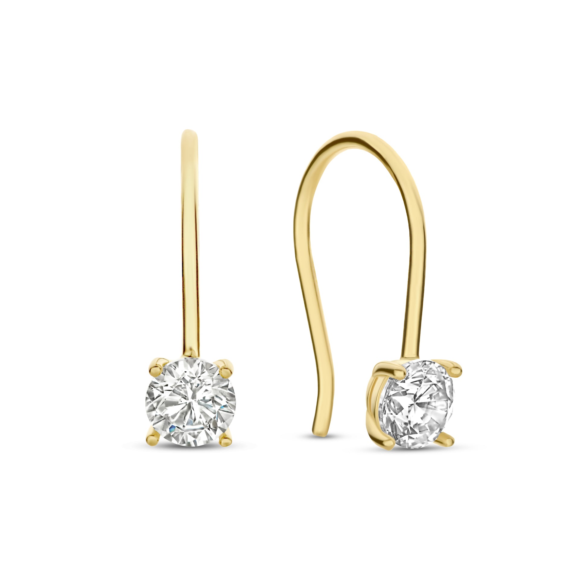 Rivoli Elise 14 karat gold drop earrings with zirconia stone - - Isabel Bernard