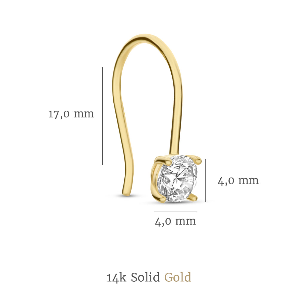 Rivoli Elise 14 karat gold drop earrings with zirconia stone - - Isabel Bernard