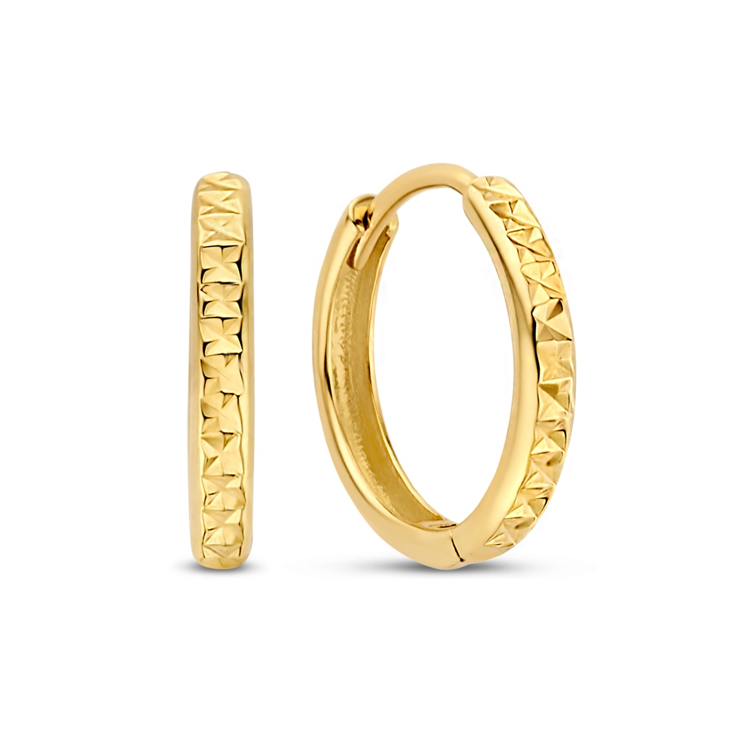 Rivoli Laura 14 karat gold hoop earrings with diamond cut -  - Isabel Bernard