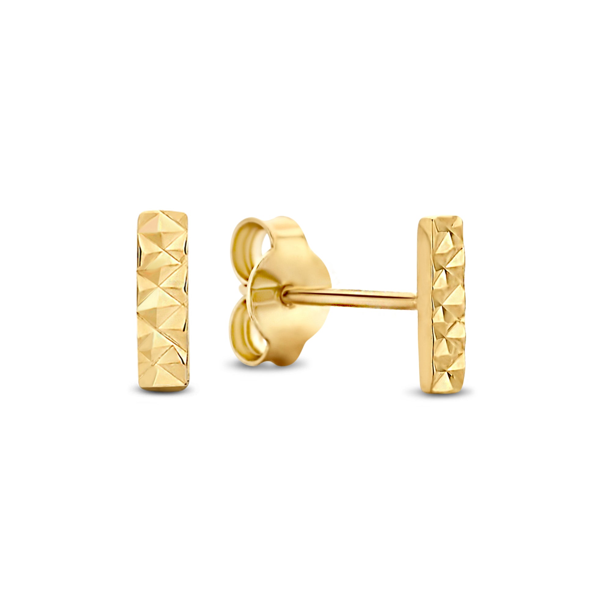 Rivoli Laura 14 karat gold stud ear studs with diamond cut - - Isabel Bernard