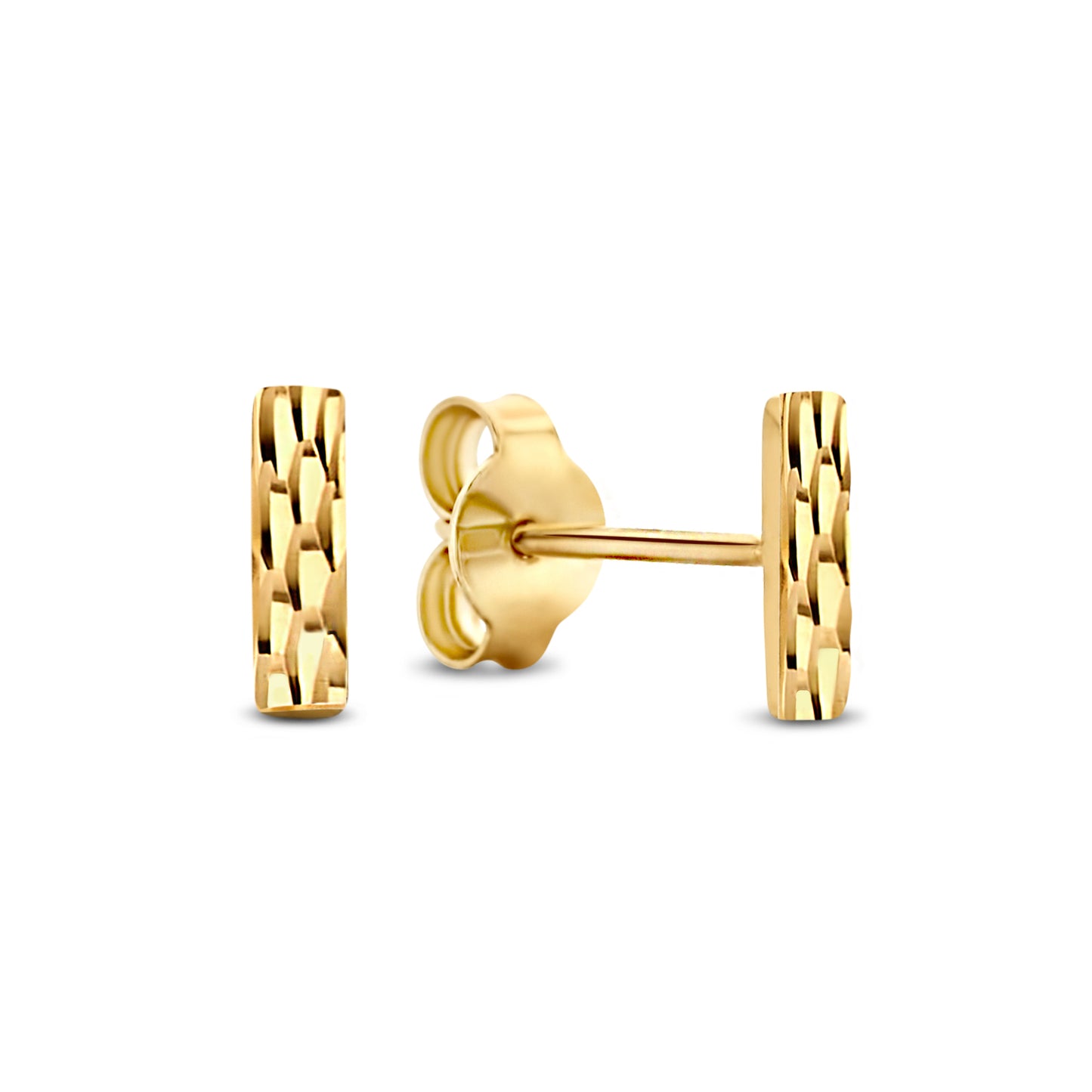 Rivoli Laura 14 karat gold stud ear studs with diamond cut - - Isabel Bernard