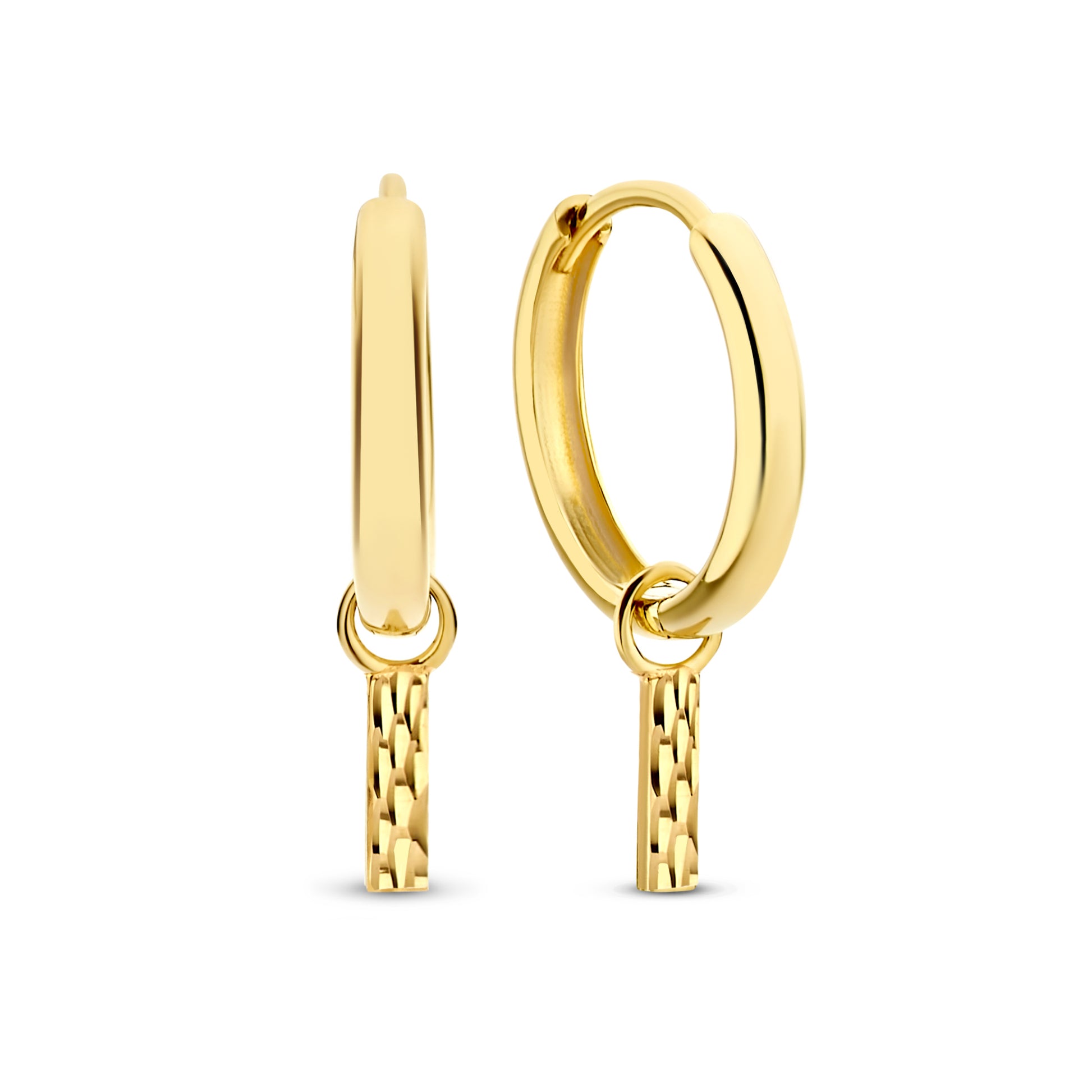 Rivoli Laura 14 karat gold hoop earrings with diamond cut rod -  - Isabel Bernard