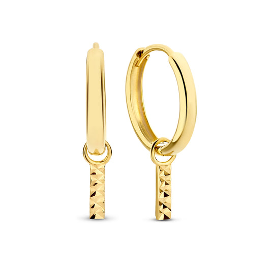 Rivoli Laura 14 karat gold hoop earrings with diamond cut rod -  - Isabel Bernard